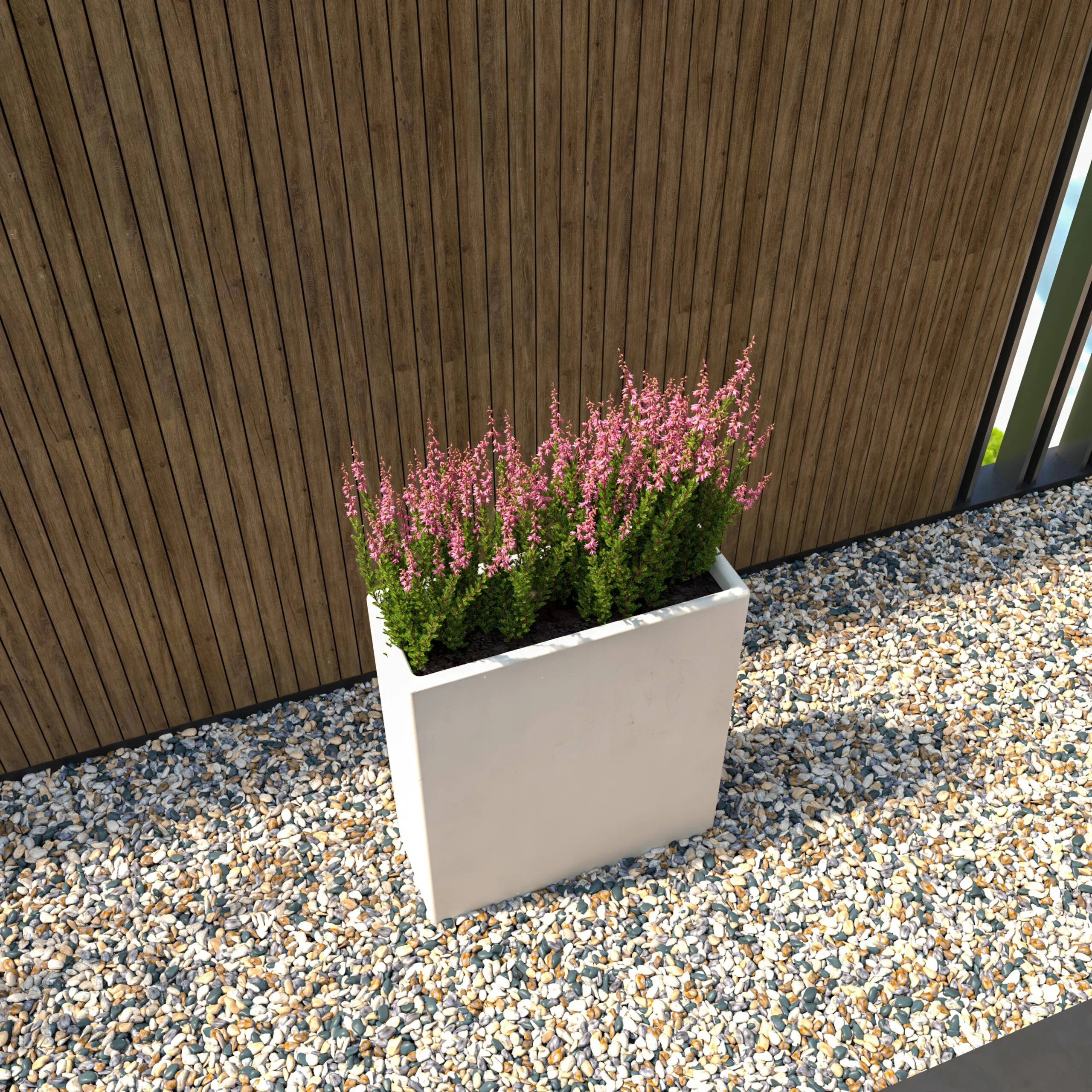 LeisureMod Thistle Fiberstone and MGO Clay Rectangular Planter White 28