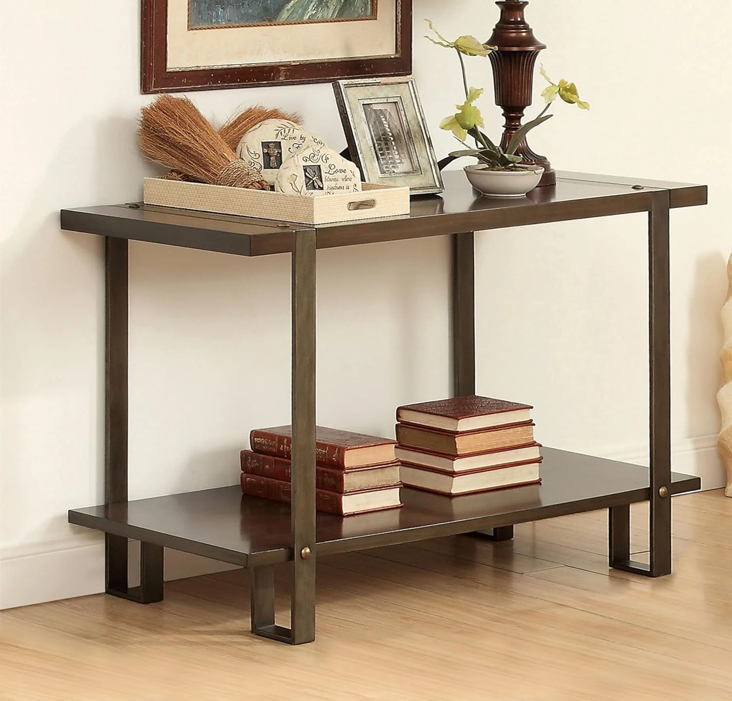 Barrett Rustic Sofa Table, One-Size, Dark Oak