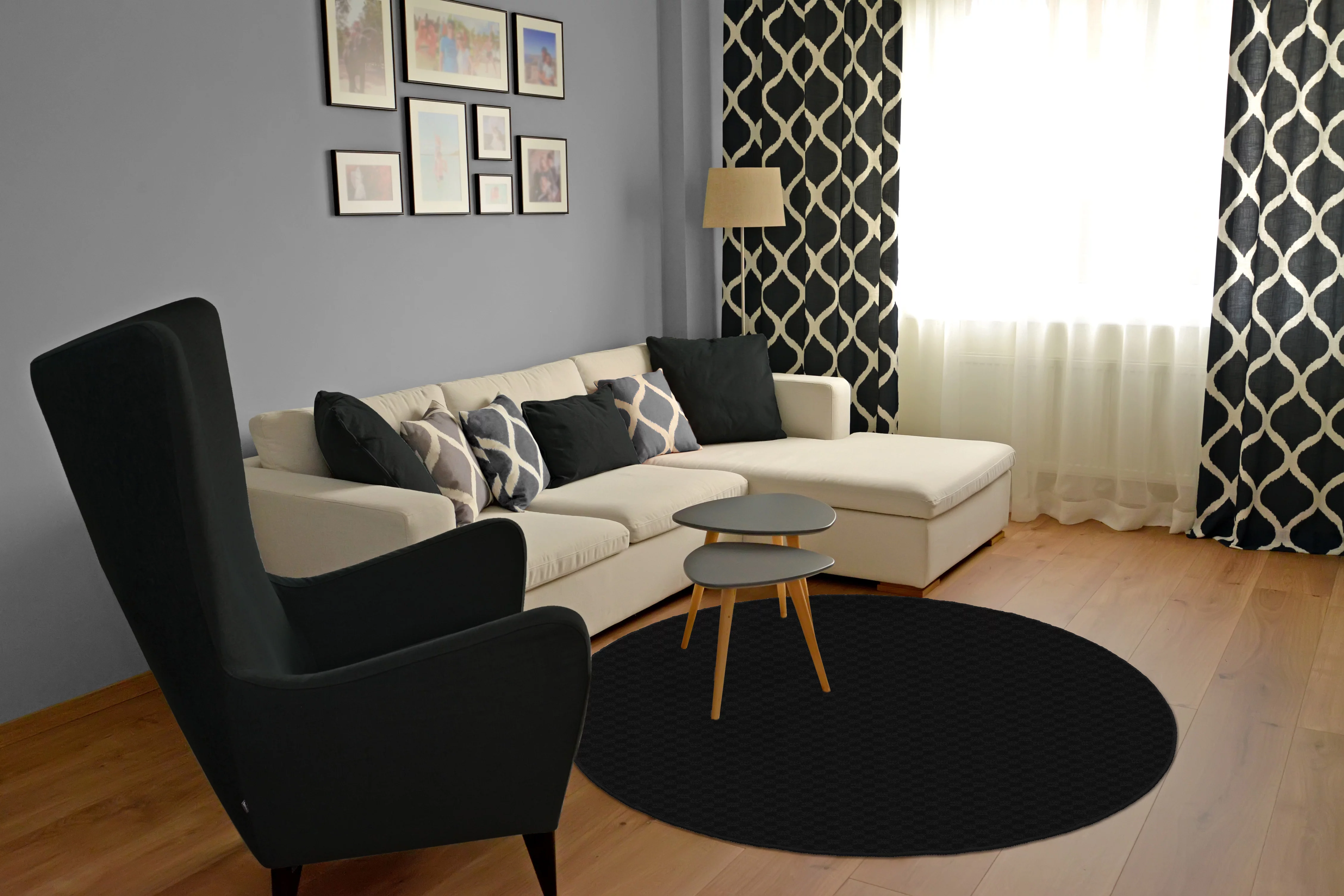 Garland Rug Medallion 7 Ft. 6 In. Round Area Rug Black