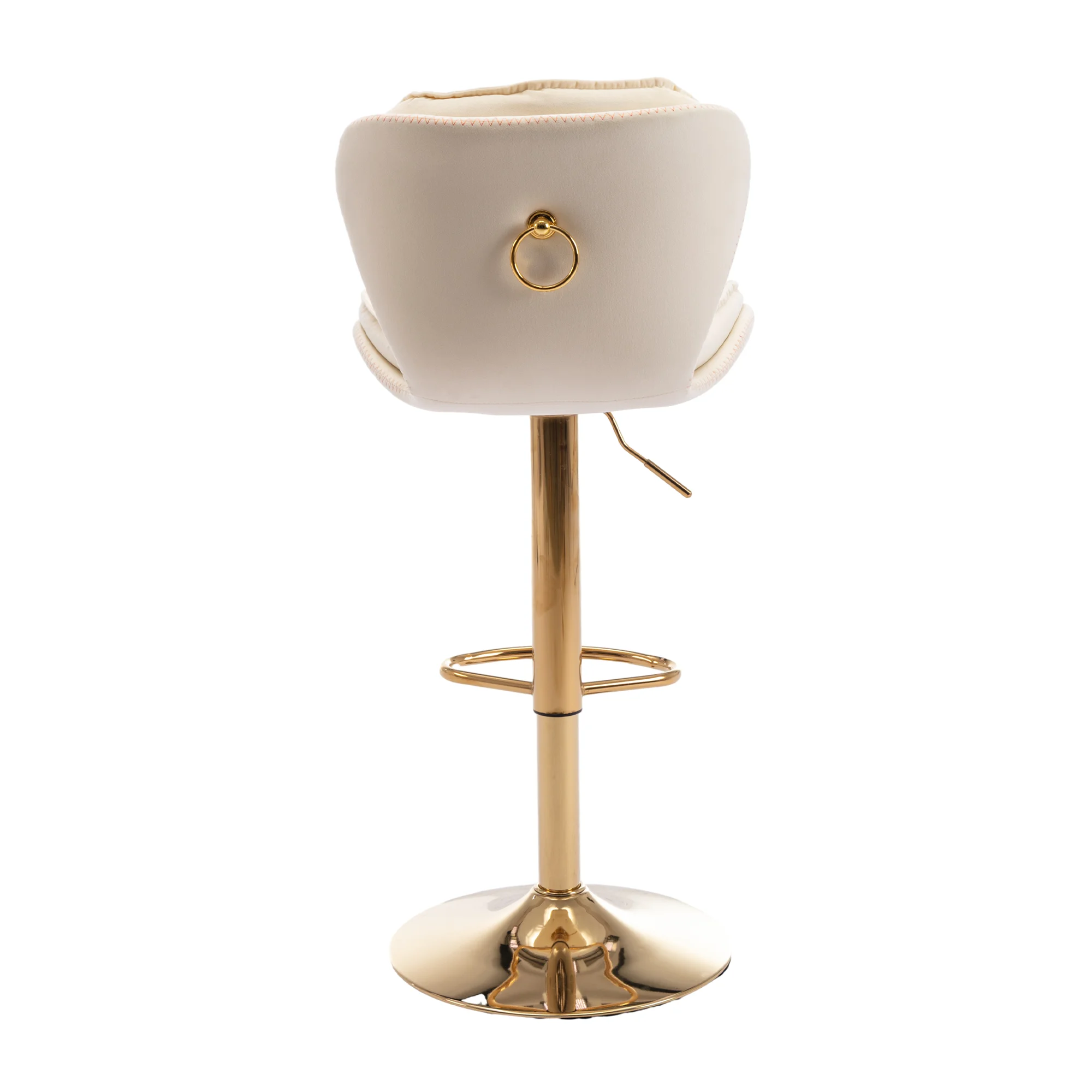 24-33 Inch Velvet Swivel Bar Stools with Back, Velvet Upholstered Adjustable Bar Height Barstool Stools Island Chairs with Gold Metal Base Bar, Bar Counter, Dining Room, Coffee(Cream,Set of 4)