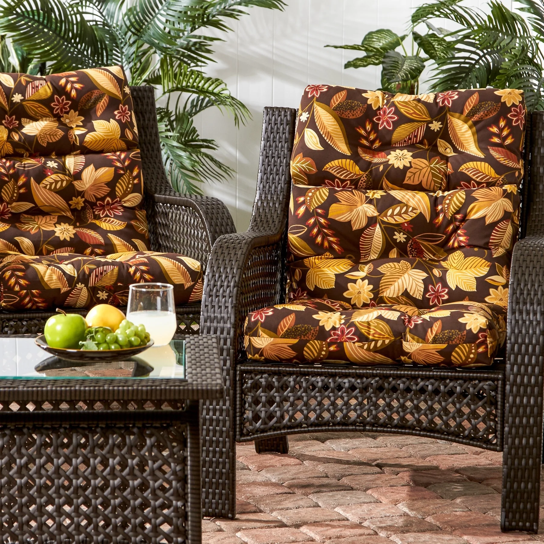 Havenside Home Dana Point 3-section 22-in x 44-in Outdoor Floral High Back Chair Cushion (Set of 2) (Cushions Only) by