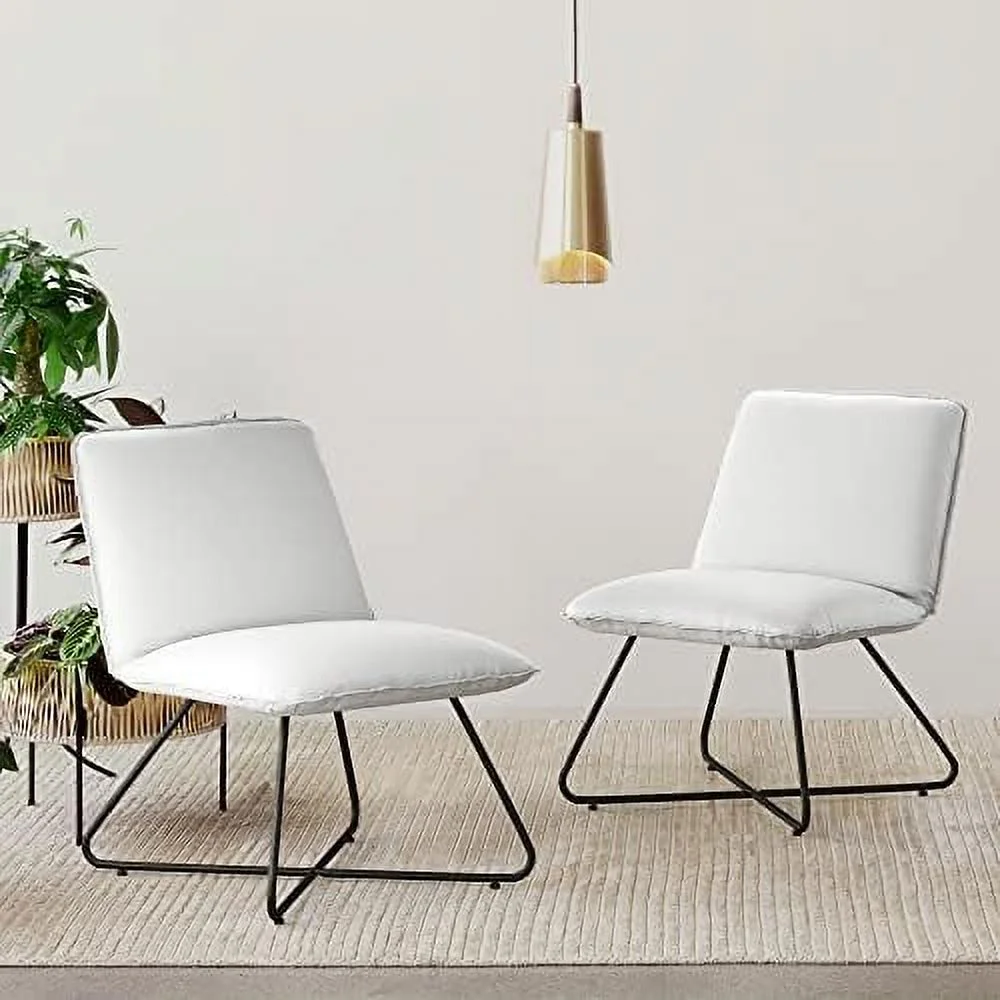 GVJMTKP Accent Chair   5 Positions Recline Chair  Distressed Brown Armless Accent Chairs  17\u2033High  Comfy Mid Century Modern Chair with Adjustable Backrest for Bedroom  Living Room  O