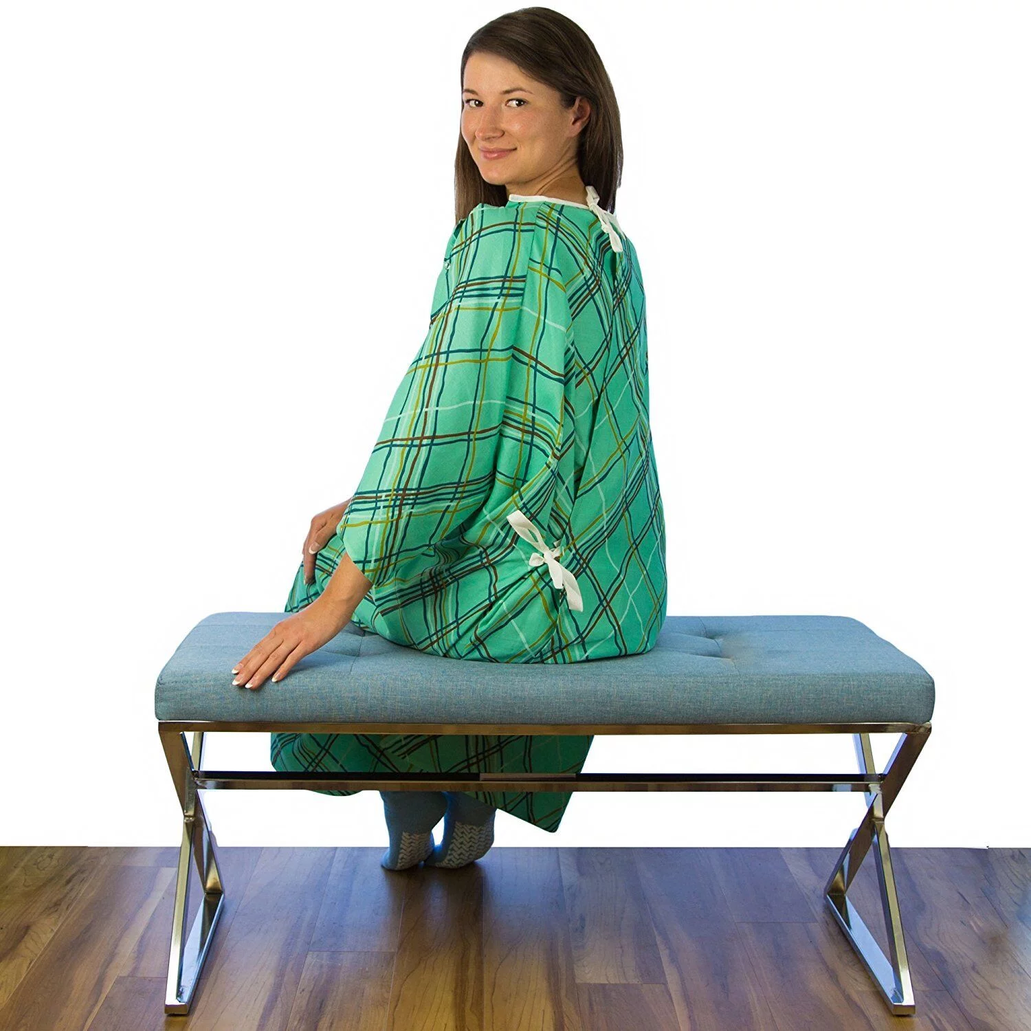 New IV Hospital Grade Patient Gown with Telemetry Pocket - Green - 1 Pack