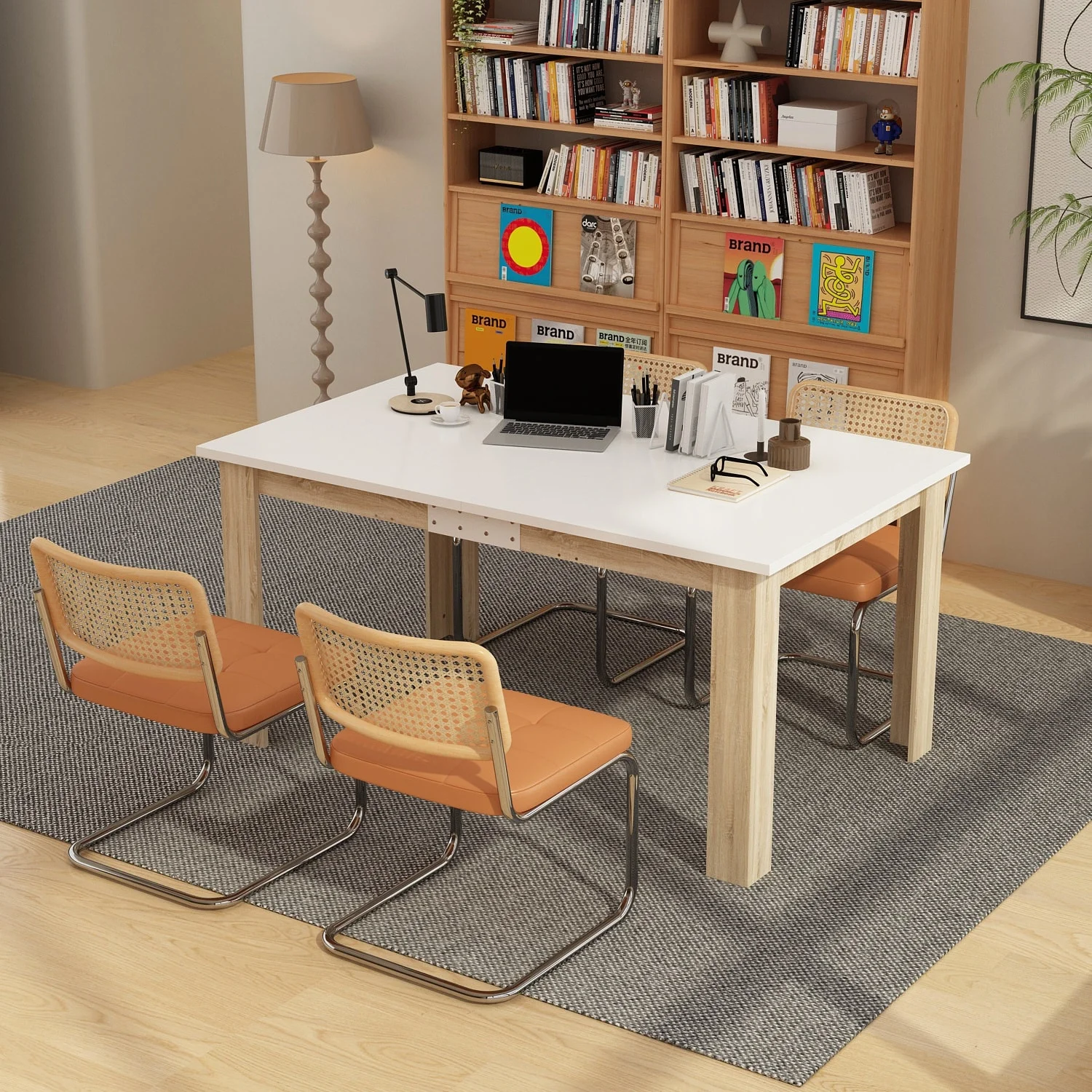 Extendable Wood Dining Table Home Living Room Kitchen Furniture