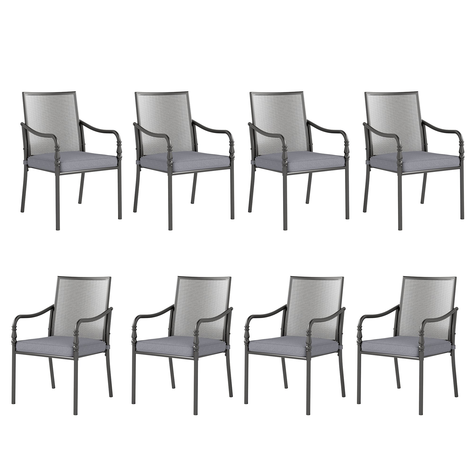 Sophia & William Metal Mesh Patio Dining Chairs with Cushions - Set of 8