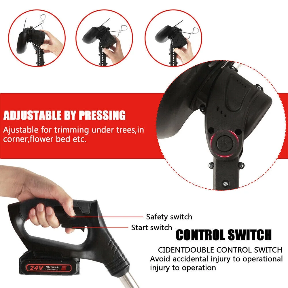 Kydely Efficient Lawn Edger Grass String Trimmer Cutter - 2 Battery, 1 Charger - Versatile 8 Blade System - Long Runtime