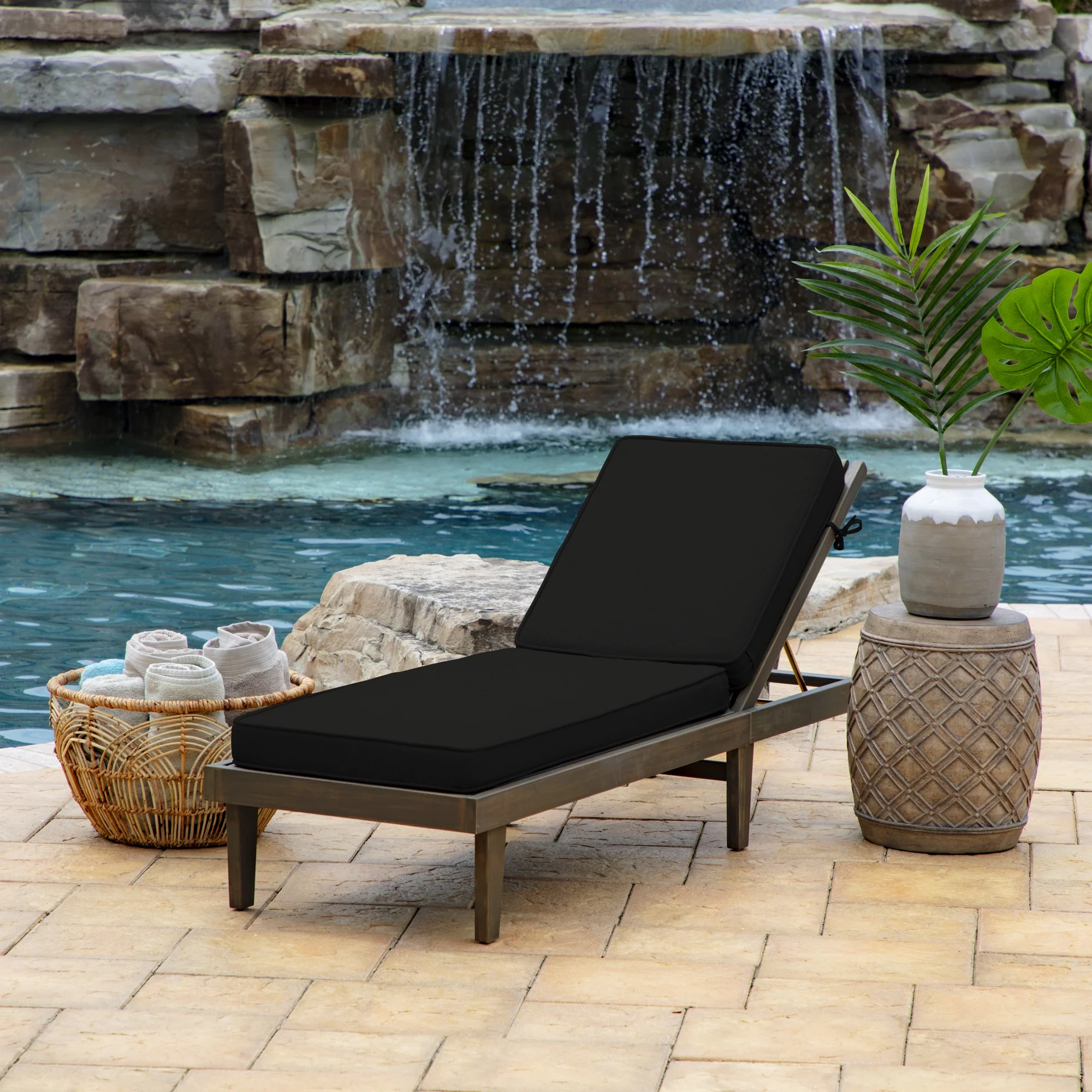 Arden Selections ProFoam 72 x 21 in Outdoor Chaise Cushion Cover, Onyx Black