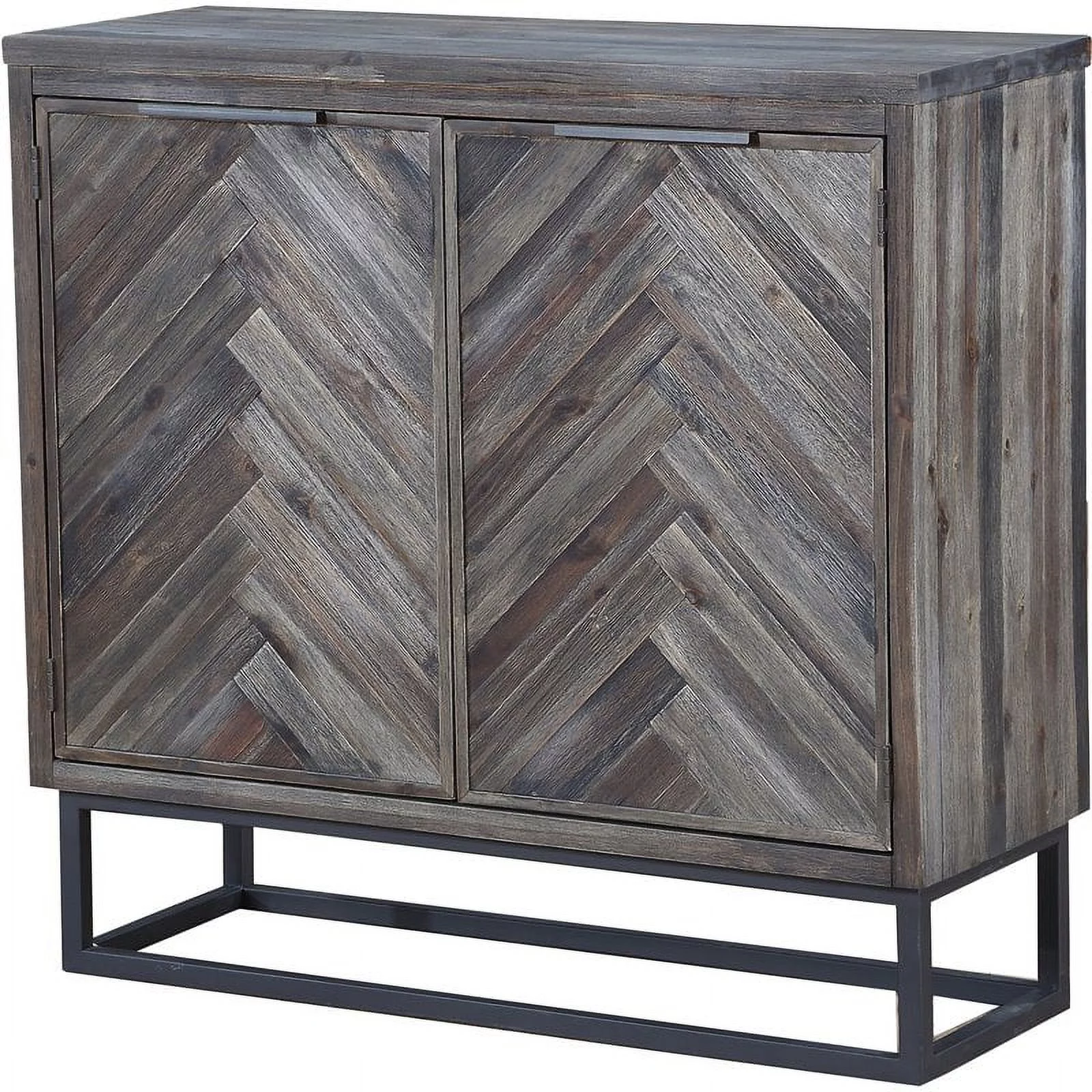 Pemberly Row Aspen Court Solid Wood Herringbone 2-Door Cabinet
