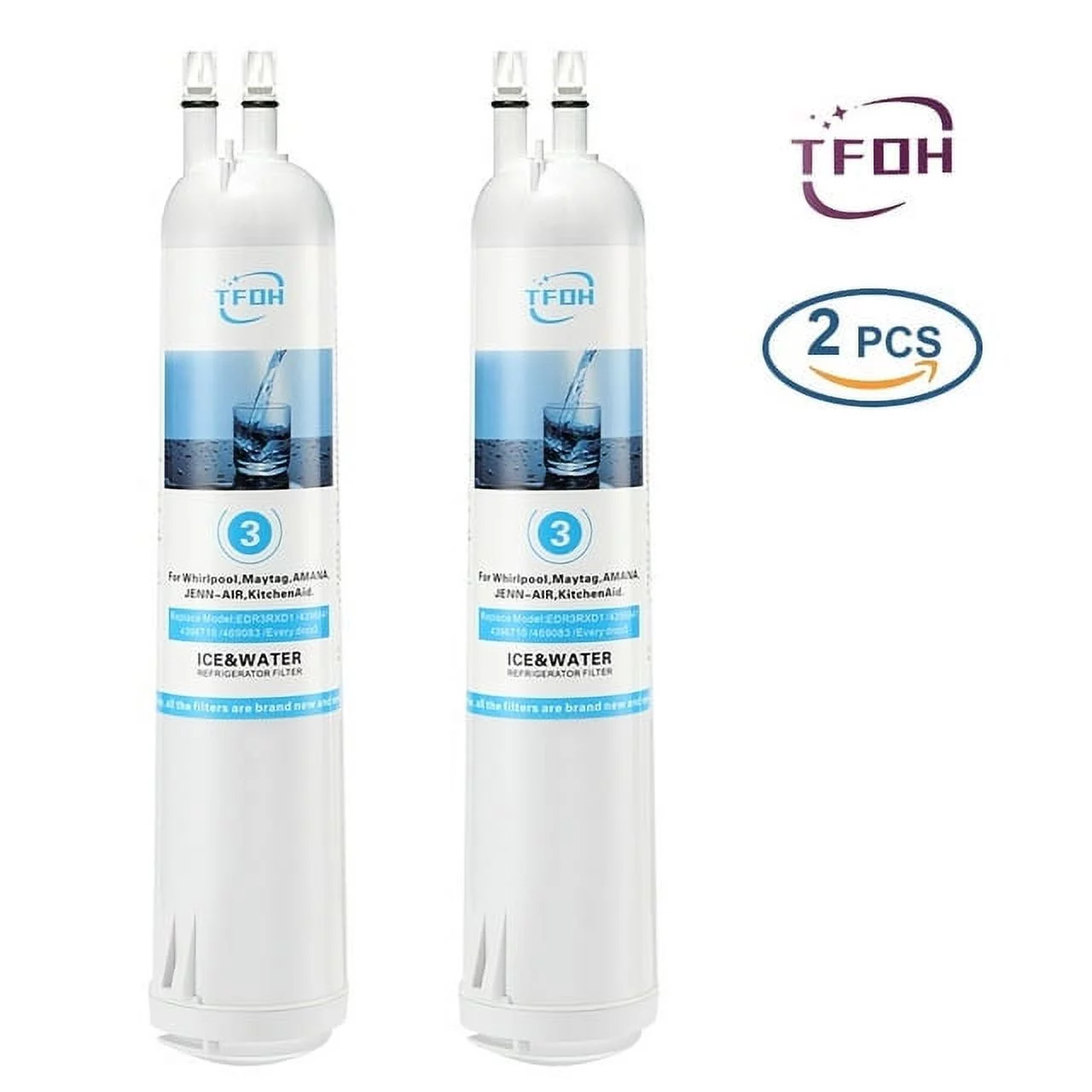2Pack EDR3RXD1 Water Filter for Whirlpool – EDR3RXD1 WHR3RXD1 and Everydrop 4396841 4396710 4396710P 4396841P 46-9083 46-9030