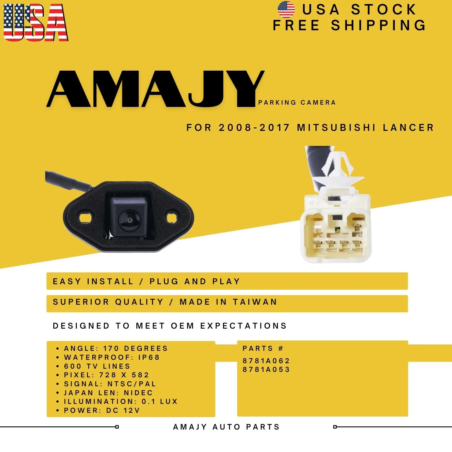 Backup Camera Replaces for 08-17 Mitsubishi Lancer 8781A062 8781A053