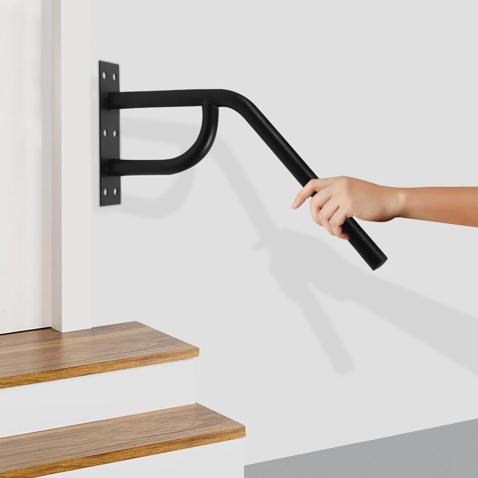 Wall-Mounted Black Handrail for Outdoor Steps Stair Handrail Stair Railing Black