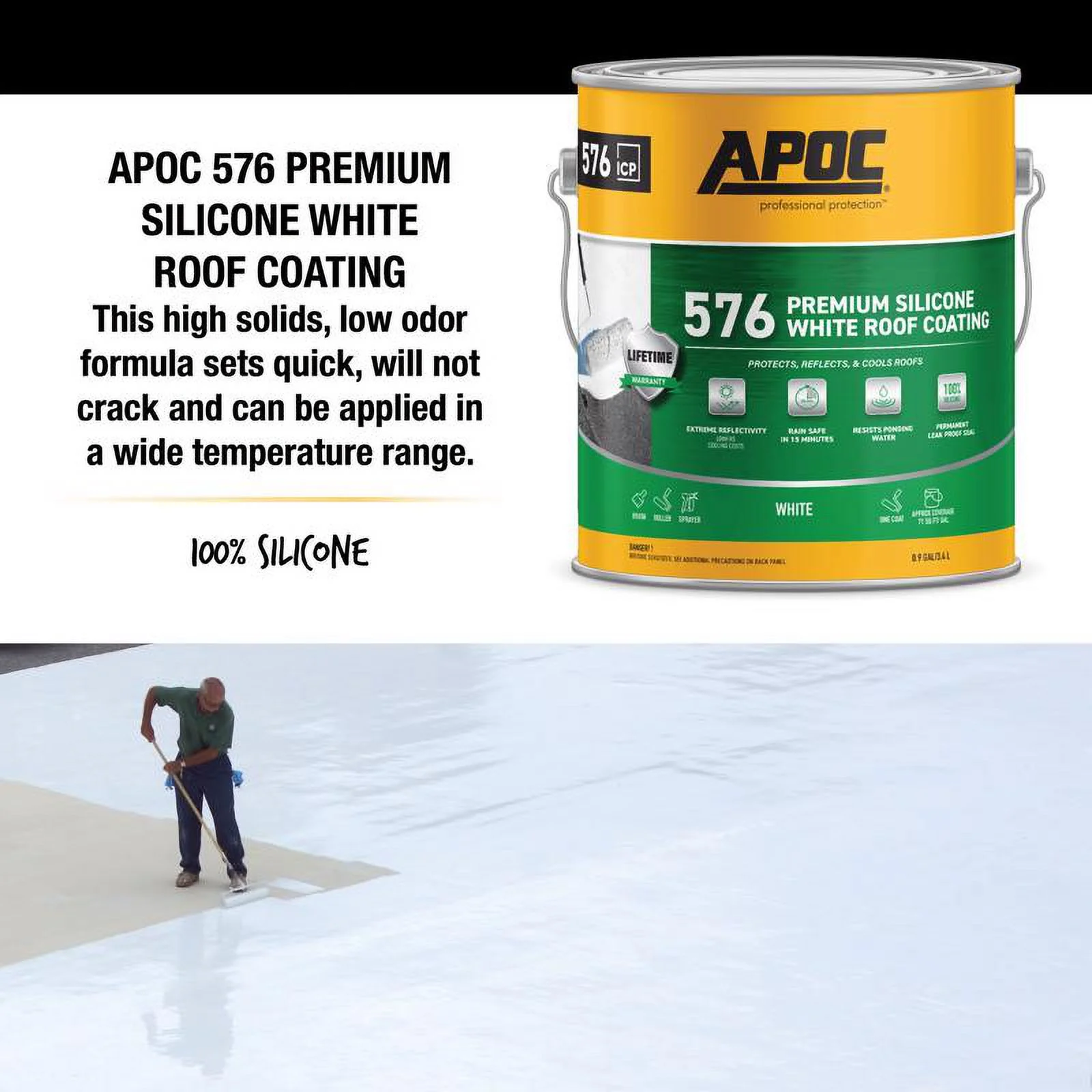 APOC Gloss Bright White Silicone Roof Coating 1 gal