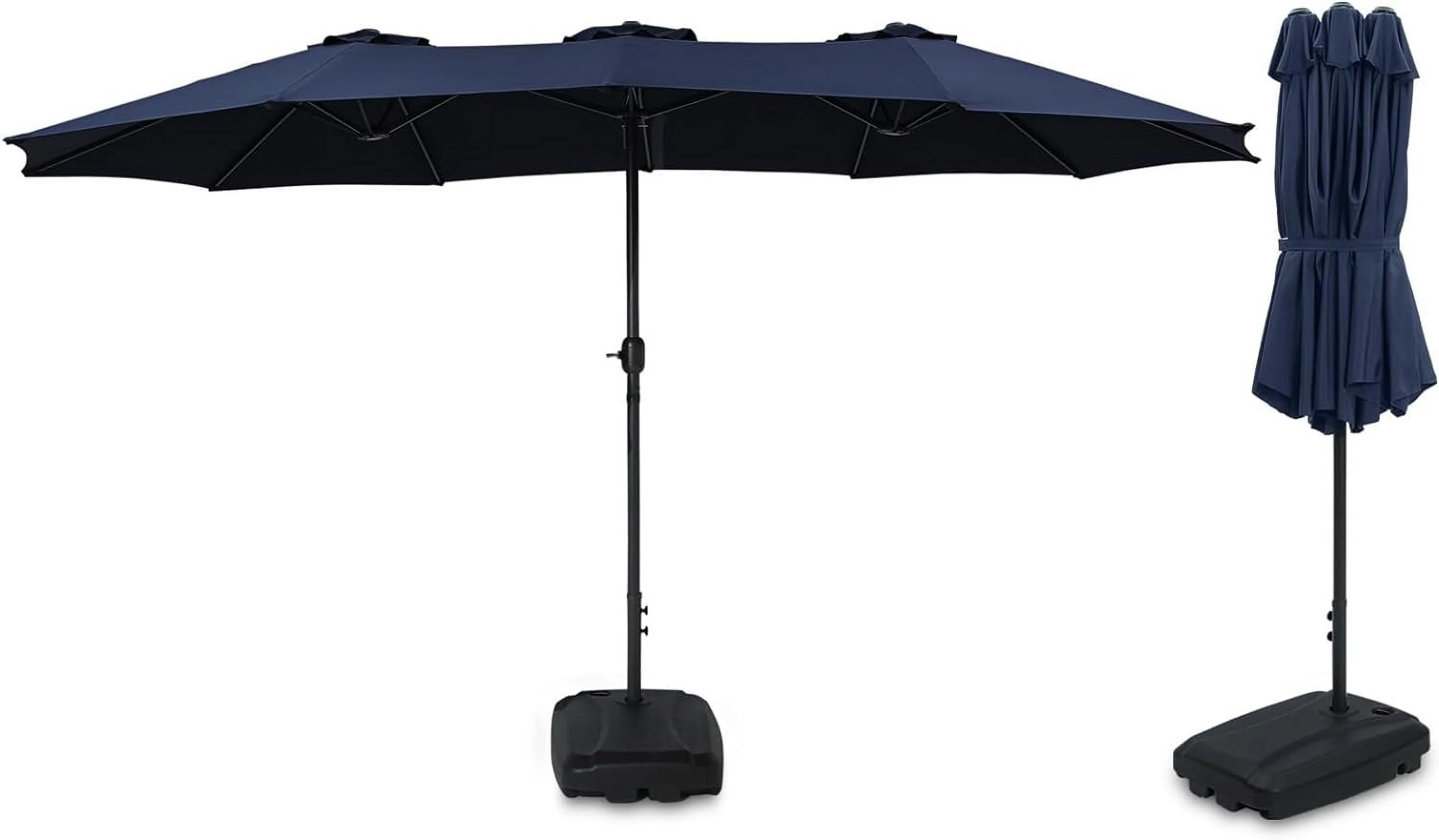 15Ft Rectangle Outdoor Patio Umbrella W/Mobile Base Included, 15 Foot 180