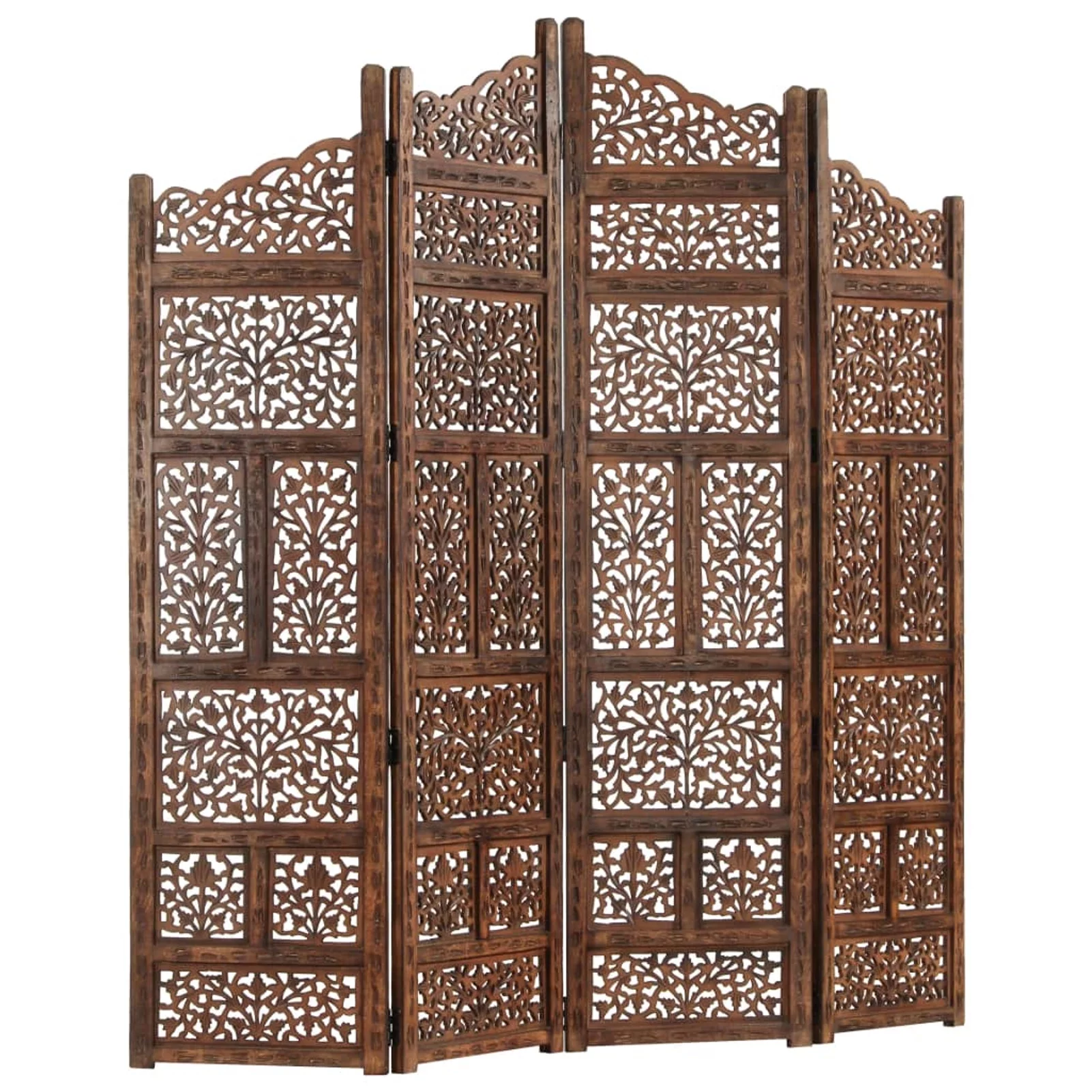 Hand carved 4-Panel Room Divider Brown 63