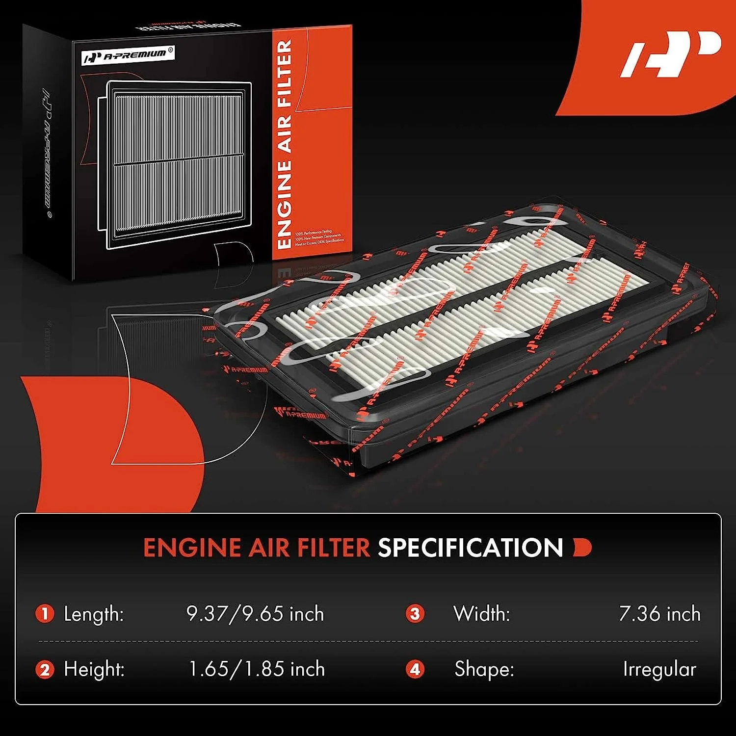A-Premium Engine Air Filter - Compatible with Acura & Honda Models - ILX 2013 2014 2015 2.0L, Civic 2012 2013 2014 2015 1.8L - Replace# CA11113