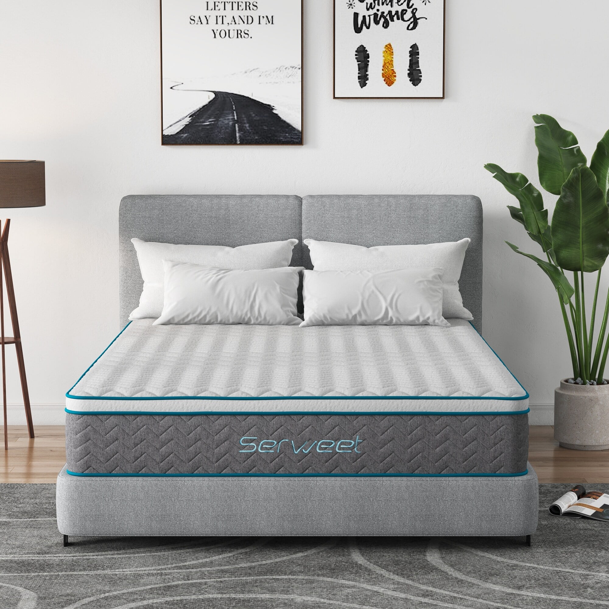 Serweet  12 Inch Bamboo Charcoal Memory Foam Hybrid Mattress Full