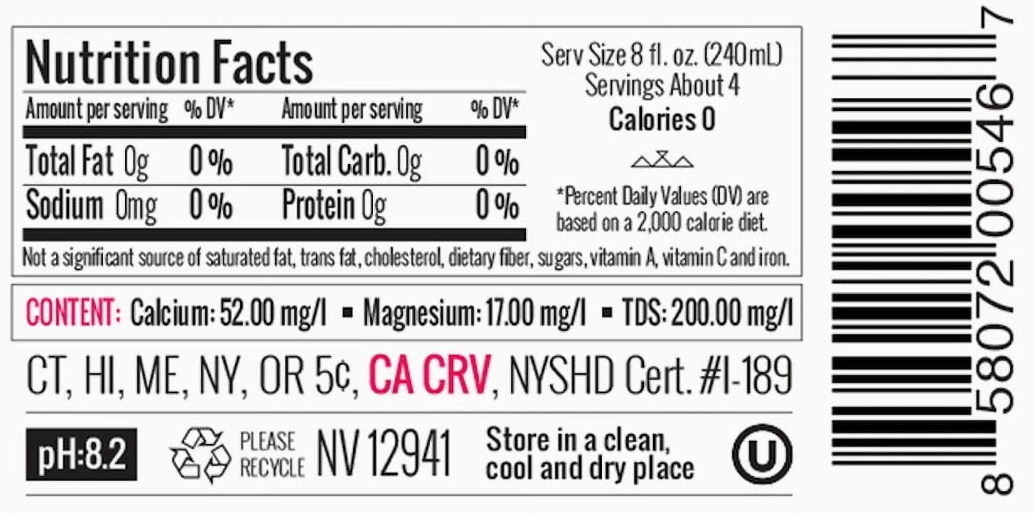 Natural Spring Water with Electrolytes, Artesian Bottled Water, 1 Liter / 33.81 oz. (12 Pack)
