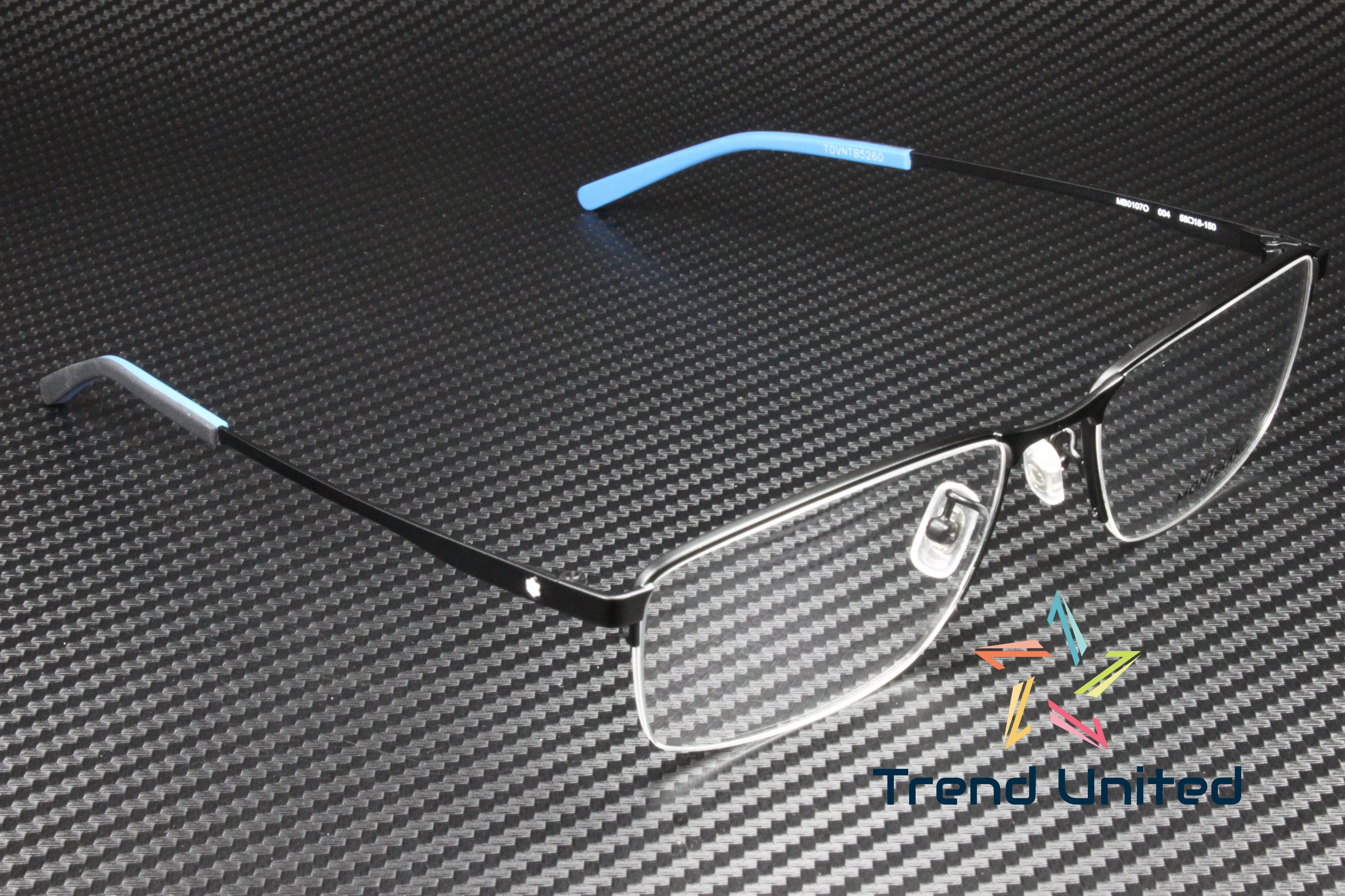 MONTBLANC MB0107O 004 Square Black Matte Demo Lens 58 mm Men's Eyeglasses