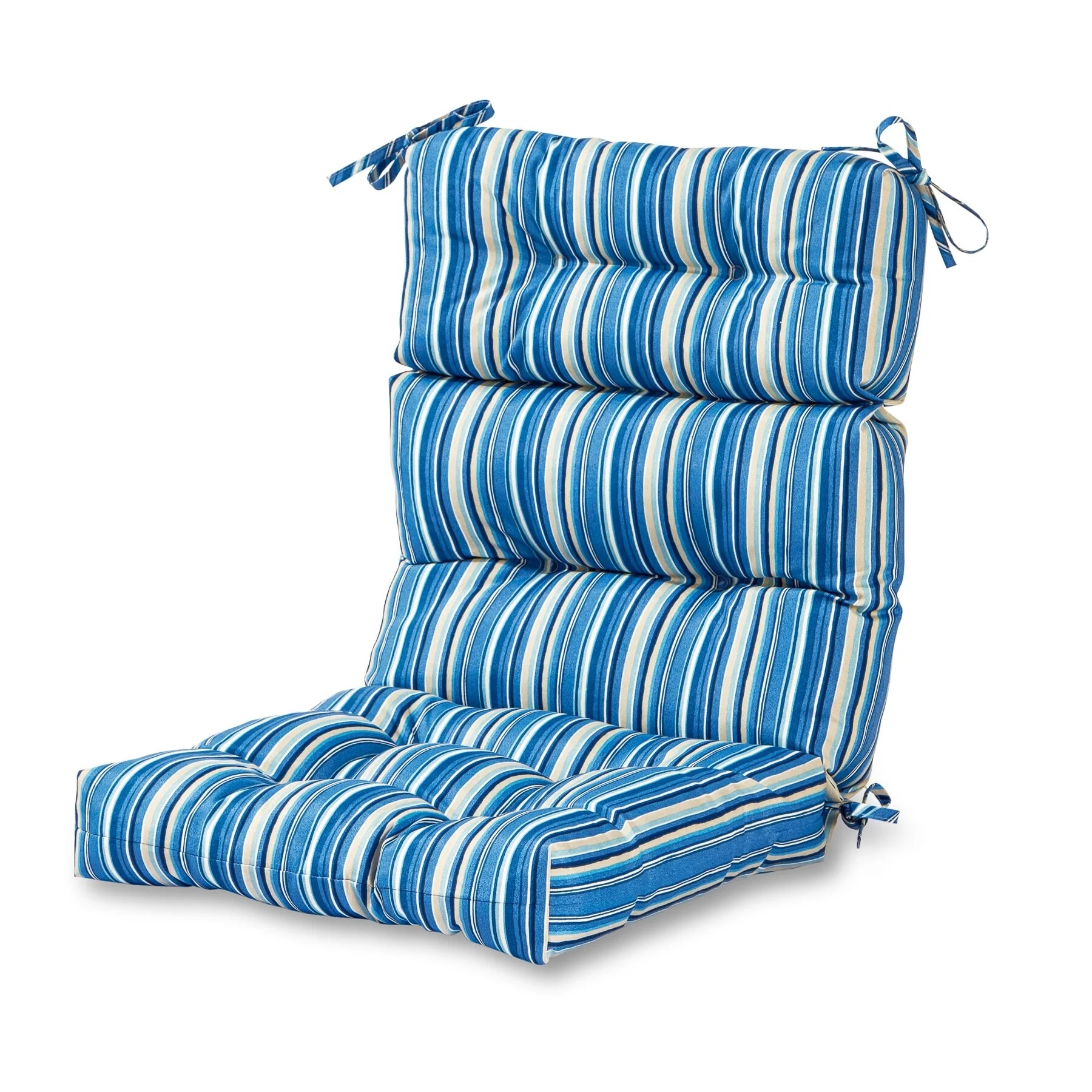 Greendale Home Fashions Coastal Stripe 22-inch x 44-inch Outdoor High Back Chair Cushion Sapphire