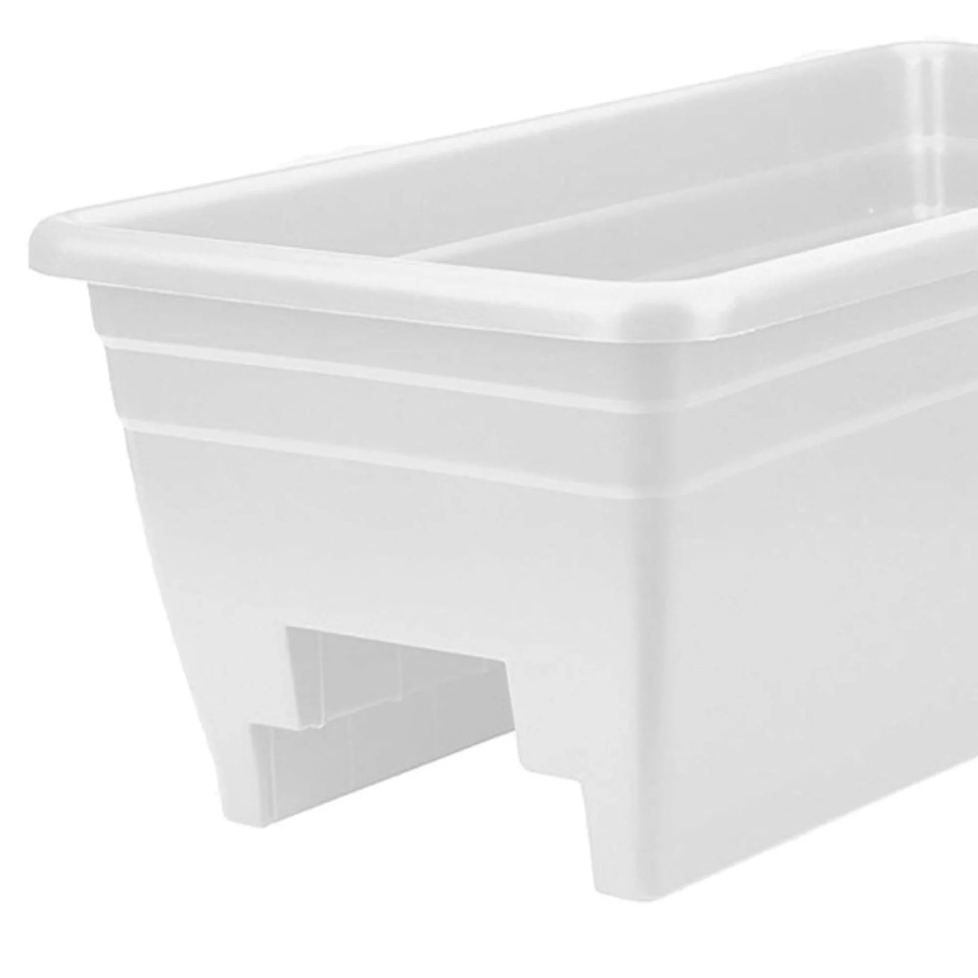 HC Companies 24 in Wide Heavy Duty Plastic Deck Rail Box, White (2 Pack)