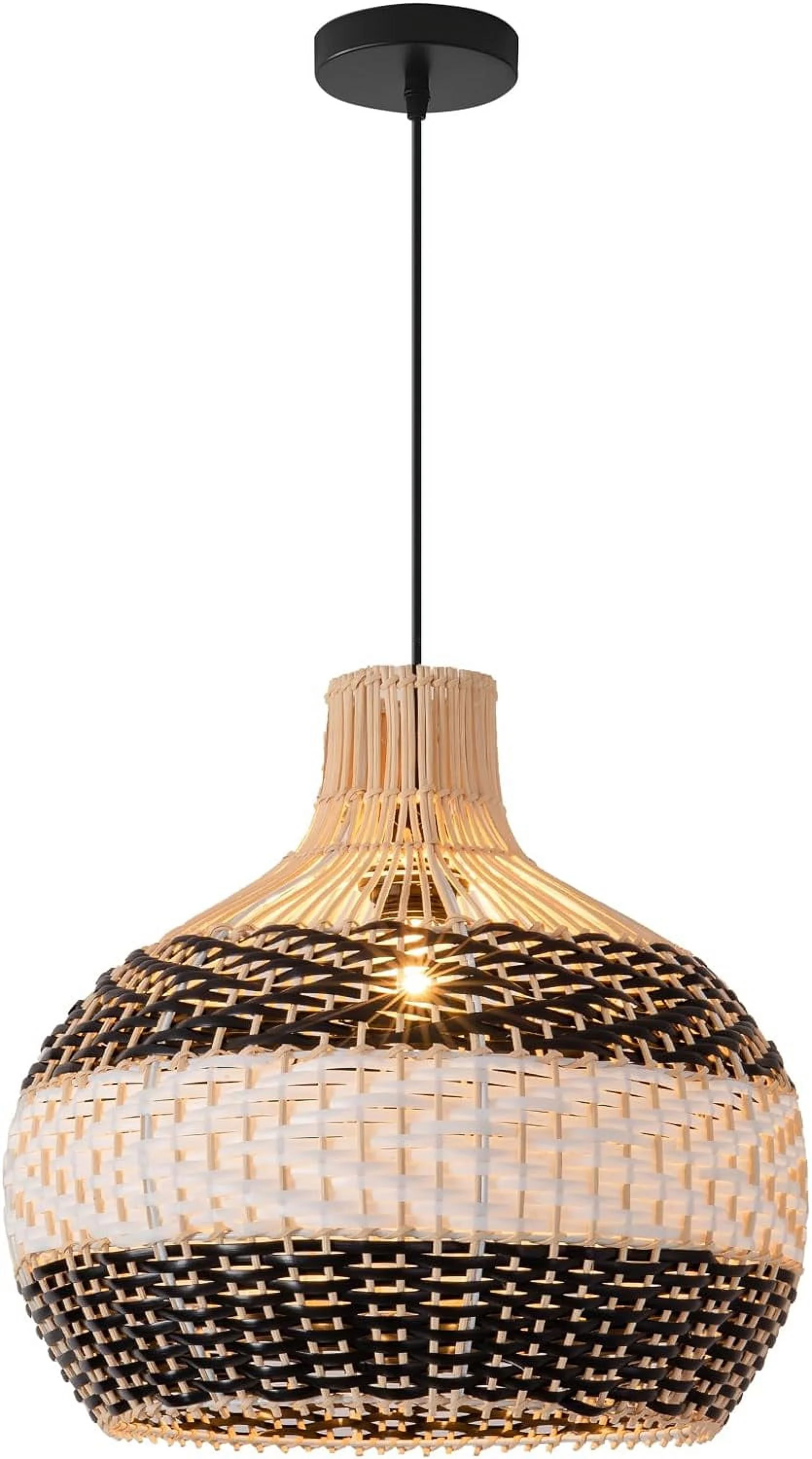 Faux Rattan Pendant Light 15.74