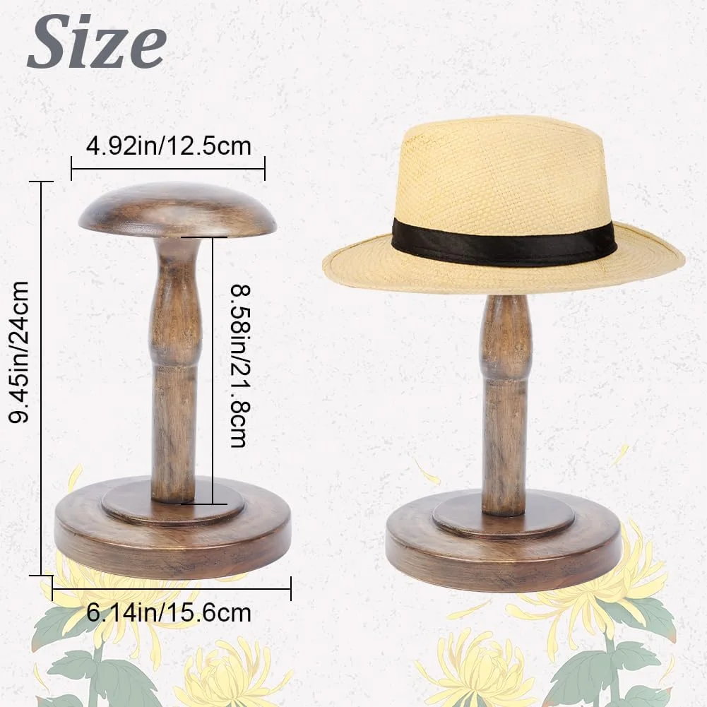1Pcs Table Hat Stand Wooden Hat Stand Holder Vintage Brown Hat Rack Wig Display Rack Helmet Organizer Storage
