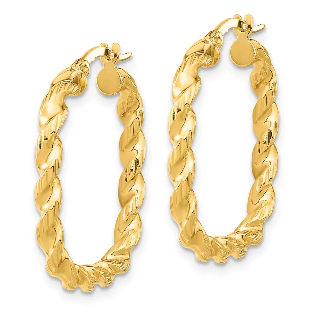 Primal Gold 14 Karat Yellow Gold Polished Square Twisted Hoop Earrings