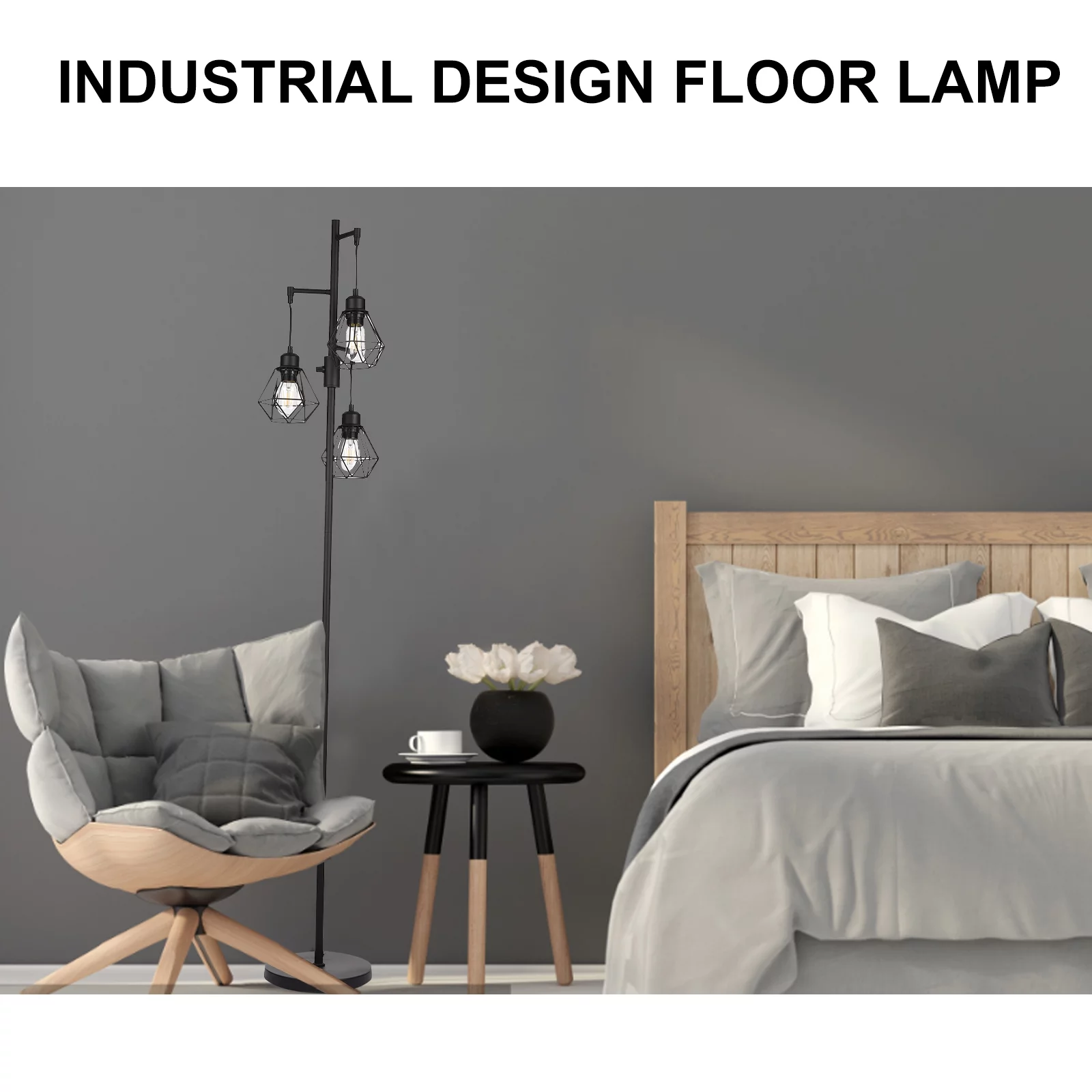 Floor lamp,Lamp With Shades Bedroom Decor With 3 Dimmable Led Lamp Room With Shades Bedroom Lamp Tall Lamp Floor Lamp 3 Dimmable Led Lamp Room Floor Dimmable Led Lamp Wemay Qisuo Dsfen