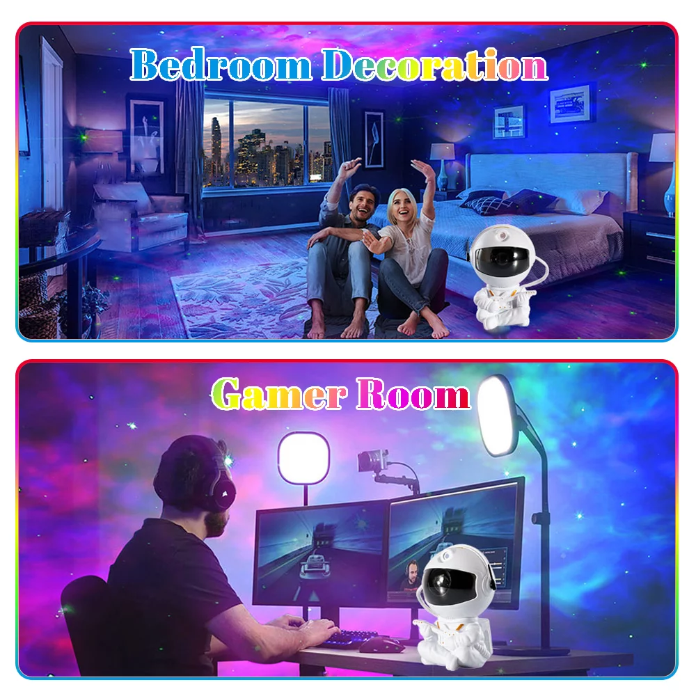 Astronaut Projector Galaxy Night Light, Small Star Projector for Kids Ceiling Bedroom - Cute Room Decor Led Lamp Space Nebula Starry Cloud with Remote Control - Guitar Style