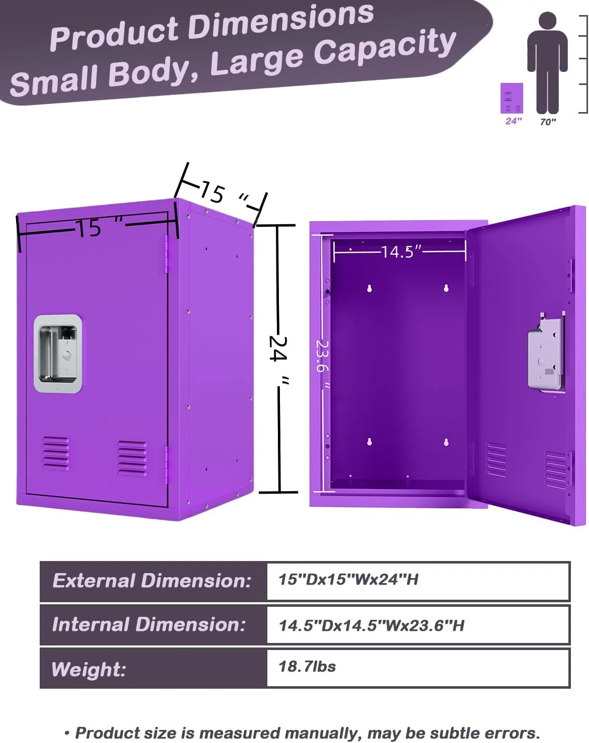 Lockable Steel Storage Cabinet,Locking Metal Small Lockers Cabinets for Living Room,Home Office,Bedroom,Files,Detachable Safe Locker Organizer with Door,15''Dx15''Wx24''H,Pink