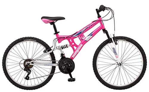 Mongoose Exlipse Full Suspension Mountain Bike, 24-Inch Wheels, 21 Speeds, Pink