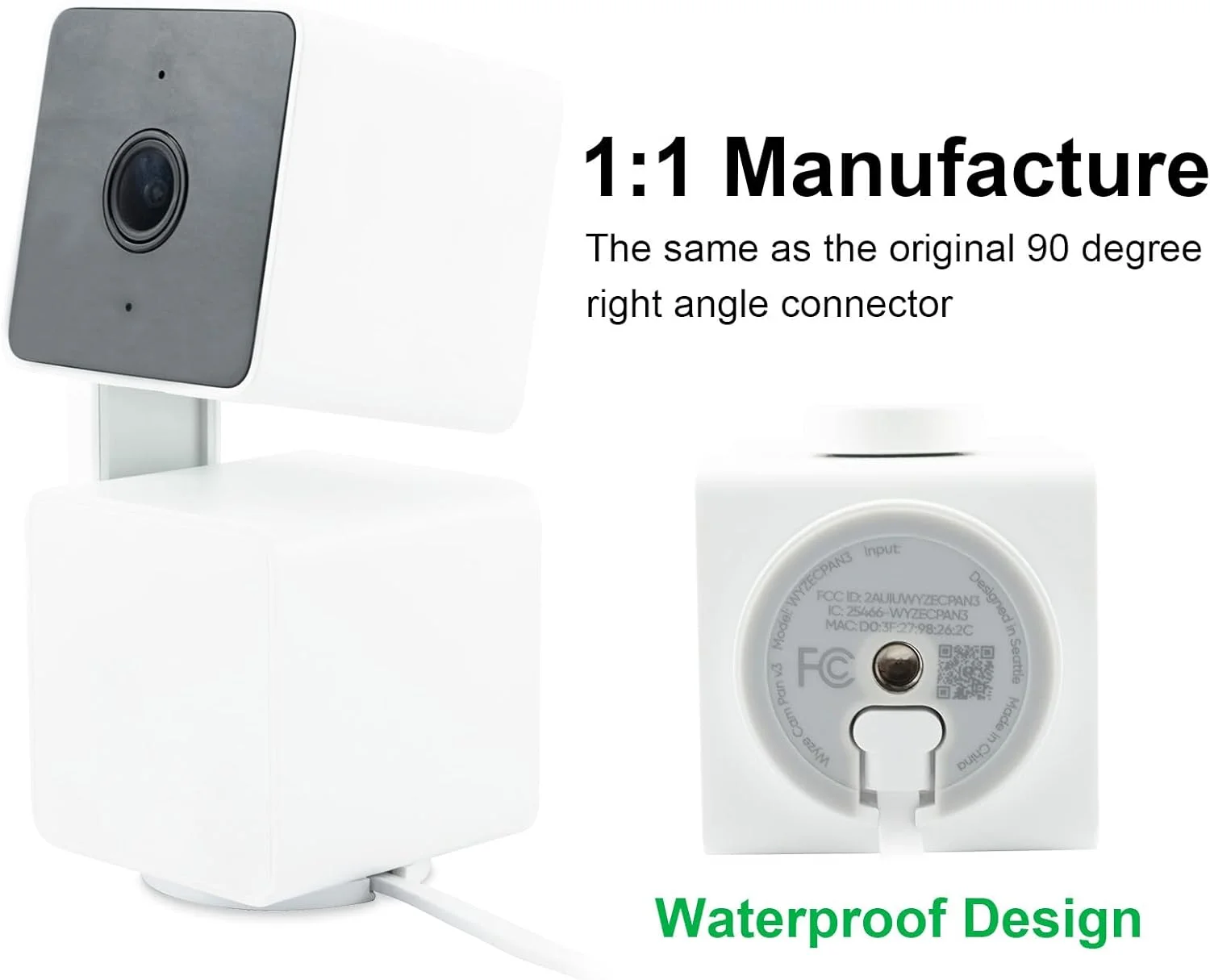 LEFXMOPHY 2-Pack 10ft Power Cord for WYZE Cam Pan V3 90 Degree L-Shape Connector ro USB Right Angle Extension