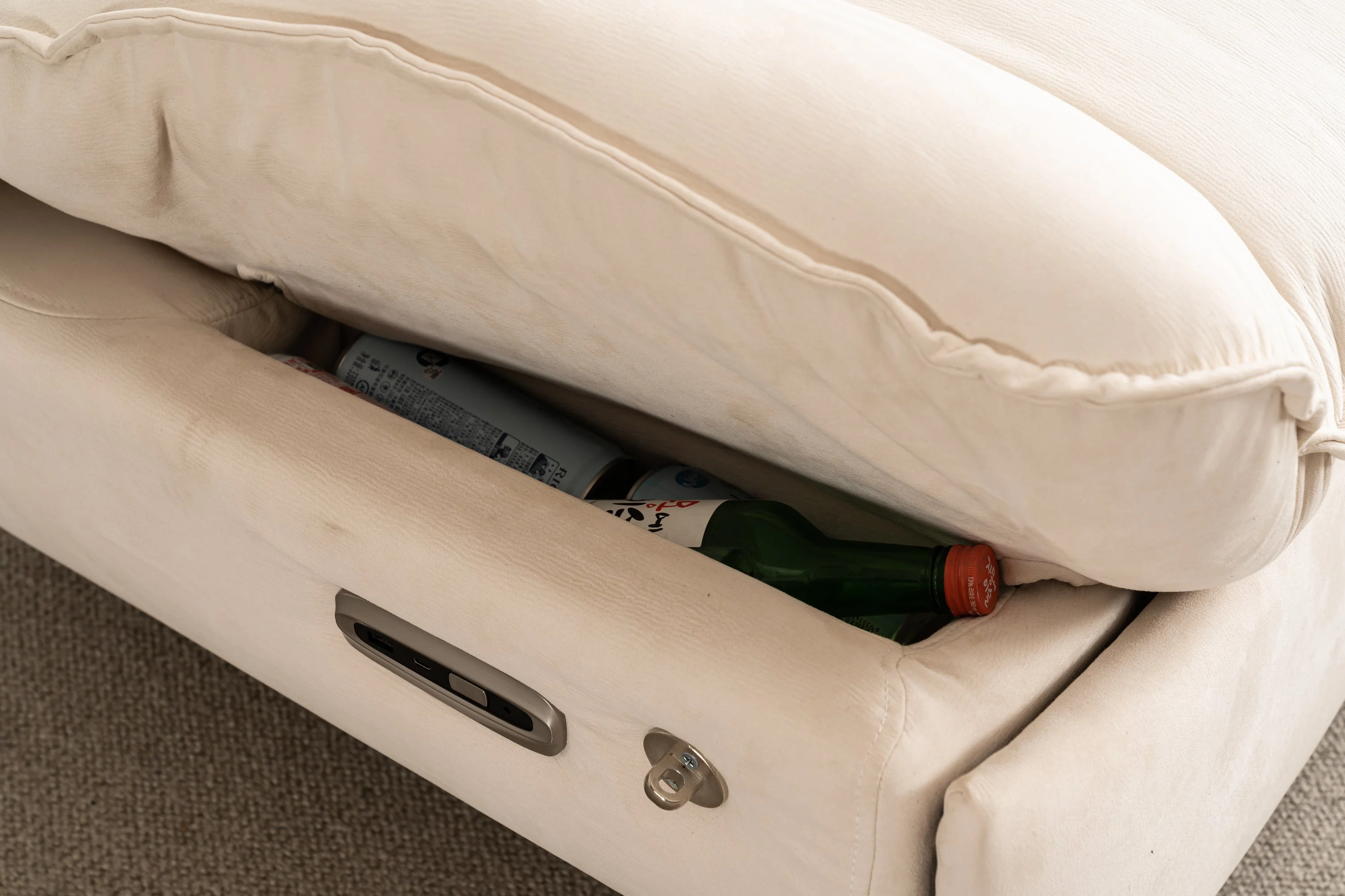 Clara Power Linen Recliner Swivel Glider USB Charger with Bluetooth  - Cream