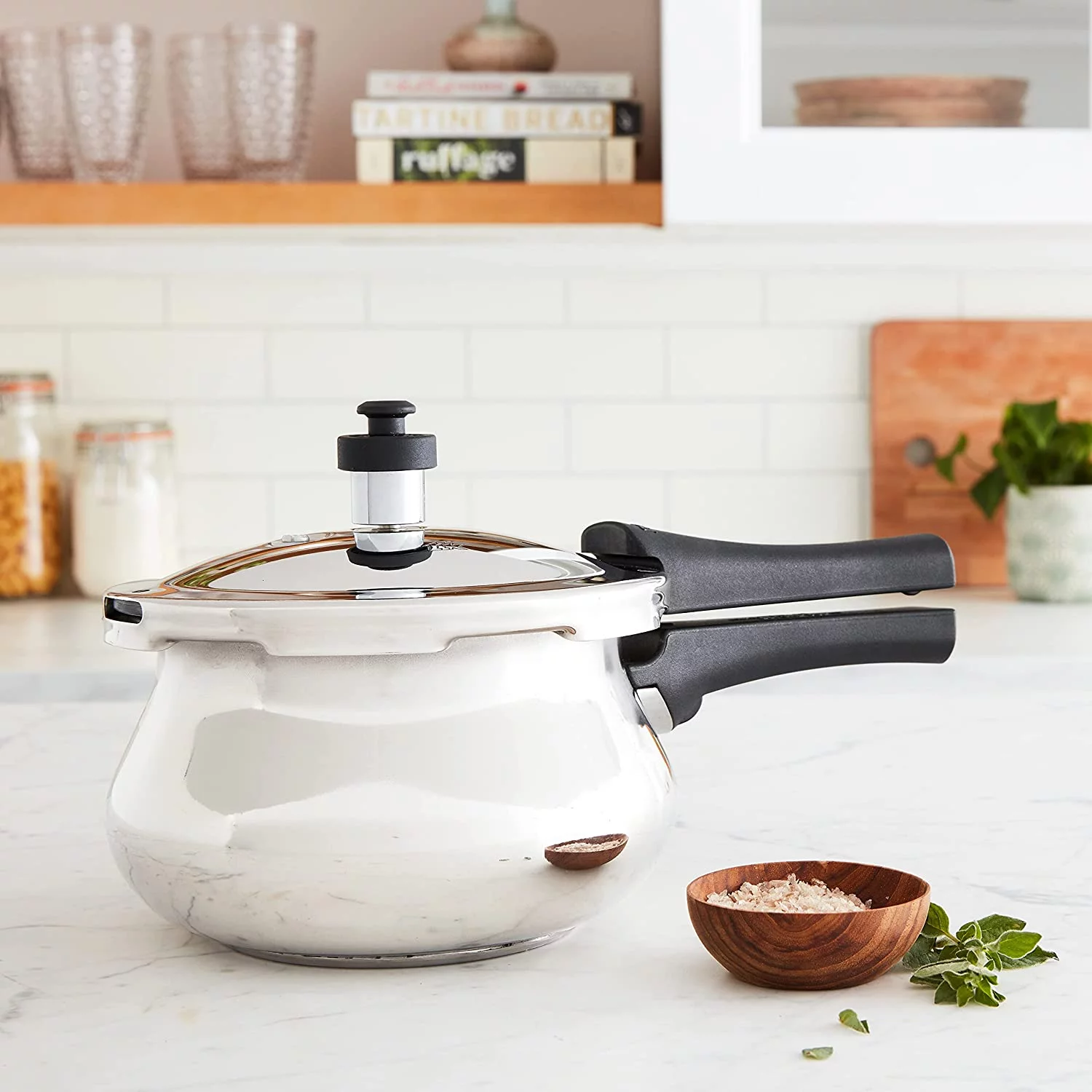 Prestige Deluxe Stainless Steel Mini Handi Pressure Cooker, 3.3-Liter