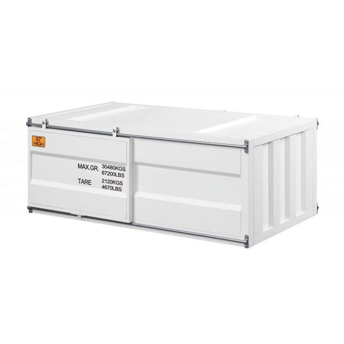 HomeRoots 486071 47 in. Iron Rectangular Coffee Table with Storage, White