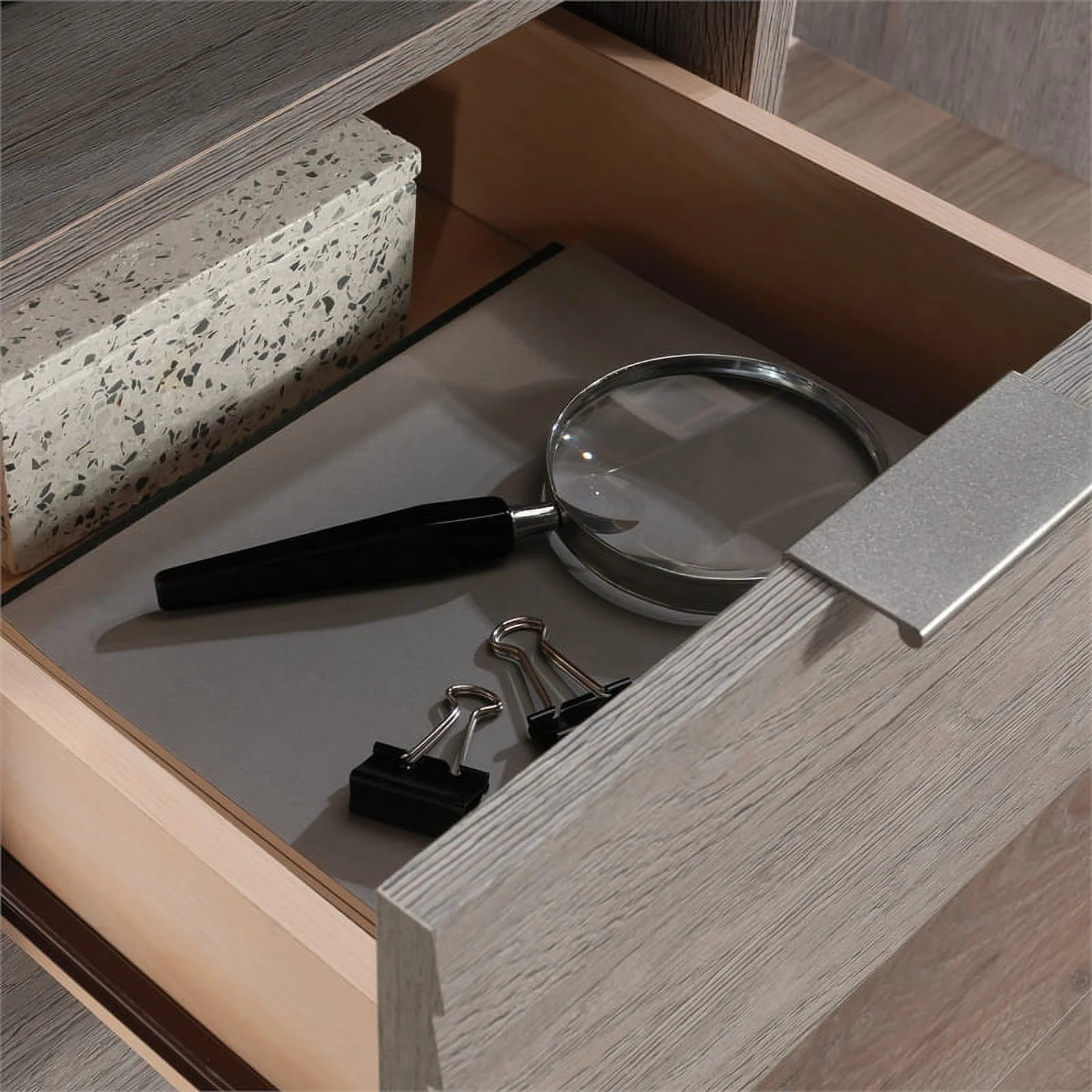 UrbanPro Modern Engineered Wood L-Shaped Desk in Ashen Oak Finish