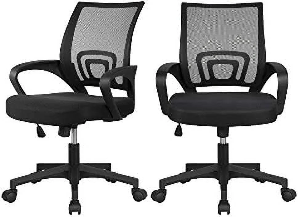 MQLIFEBOOM 2pcs Ergonomic Desk Chair Mesh Computer Chair with Lumbar Support Armrest Executive Rolling Swivel Adjustable Mid Back Task Chair for Women Adults  Grey