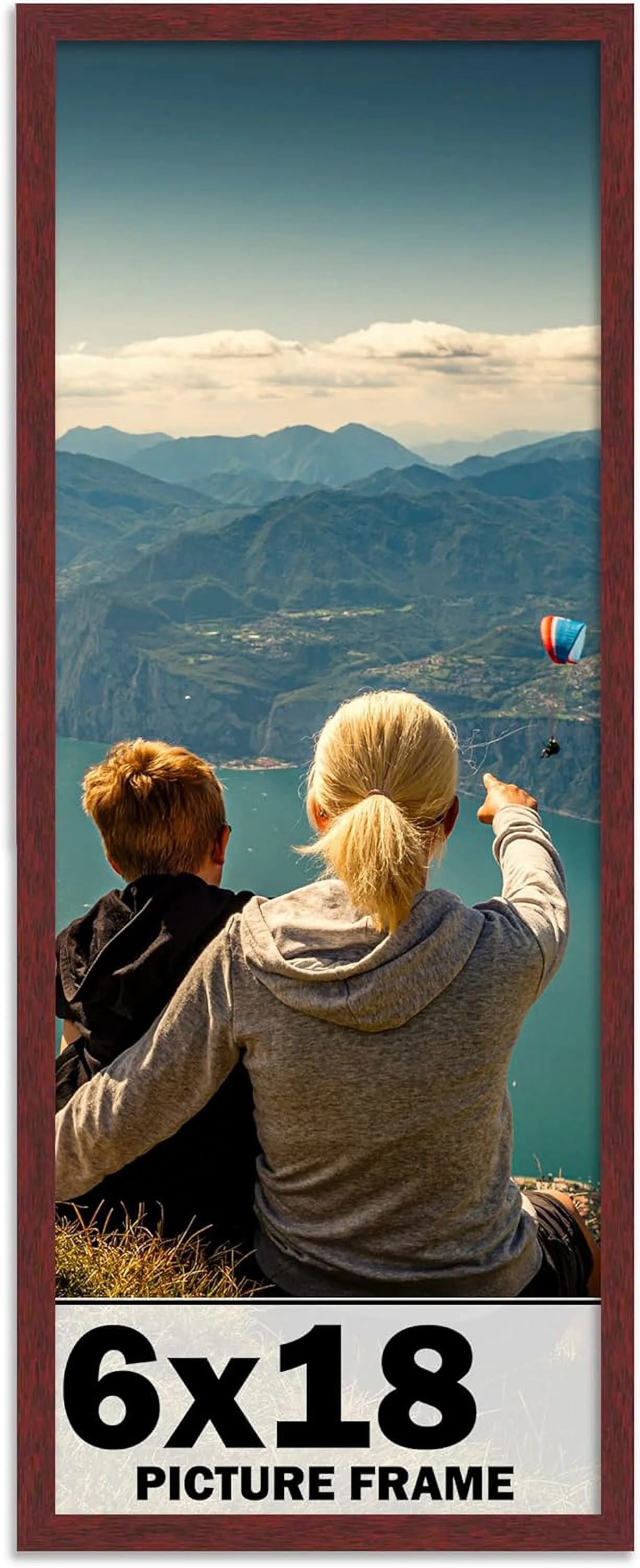 6X18 Frame Brown Mahogany Picture Frame Includes UV Plexiglass, Acid  Foam Backing Board And Hanging Hardware