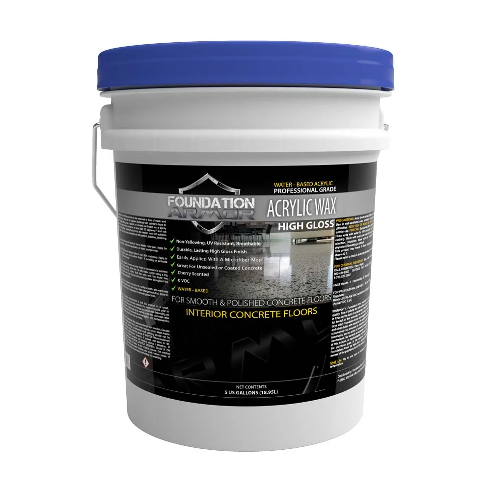 Armor Gloss Wax - WATER-BASED HIGH GLOSS ACRYLIC CONCRETE FLOOR WAX FOR INTERIOR FLOORS (5 Gallon)