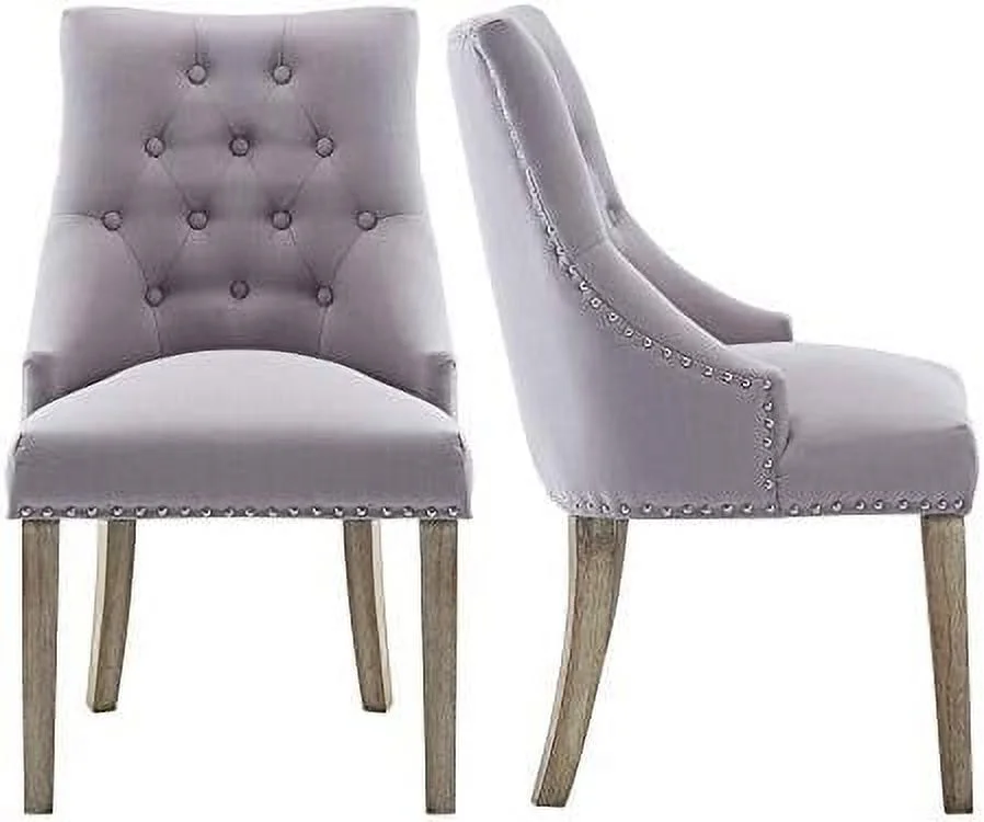 TJUNBOLIFE Dining Chair Beige Fabric Leisure Padded Ring Chair  Nailed Trim