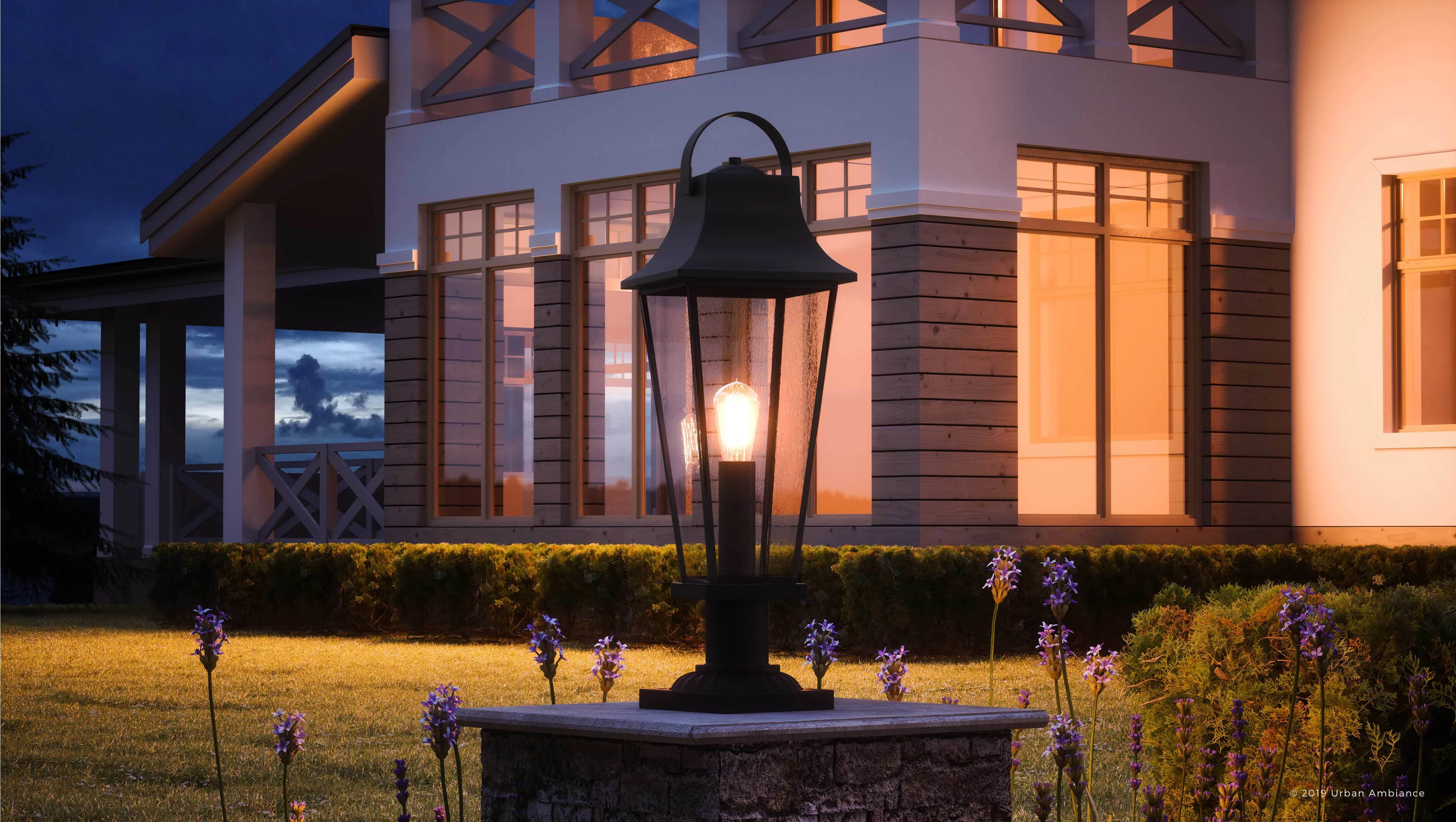 Urban Ambiance Luxury Tudor Outdoor Post/Pier Light, Large Size: 24.5