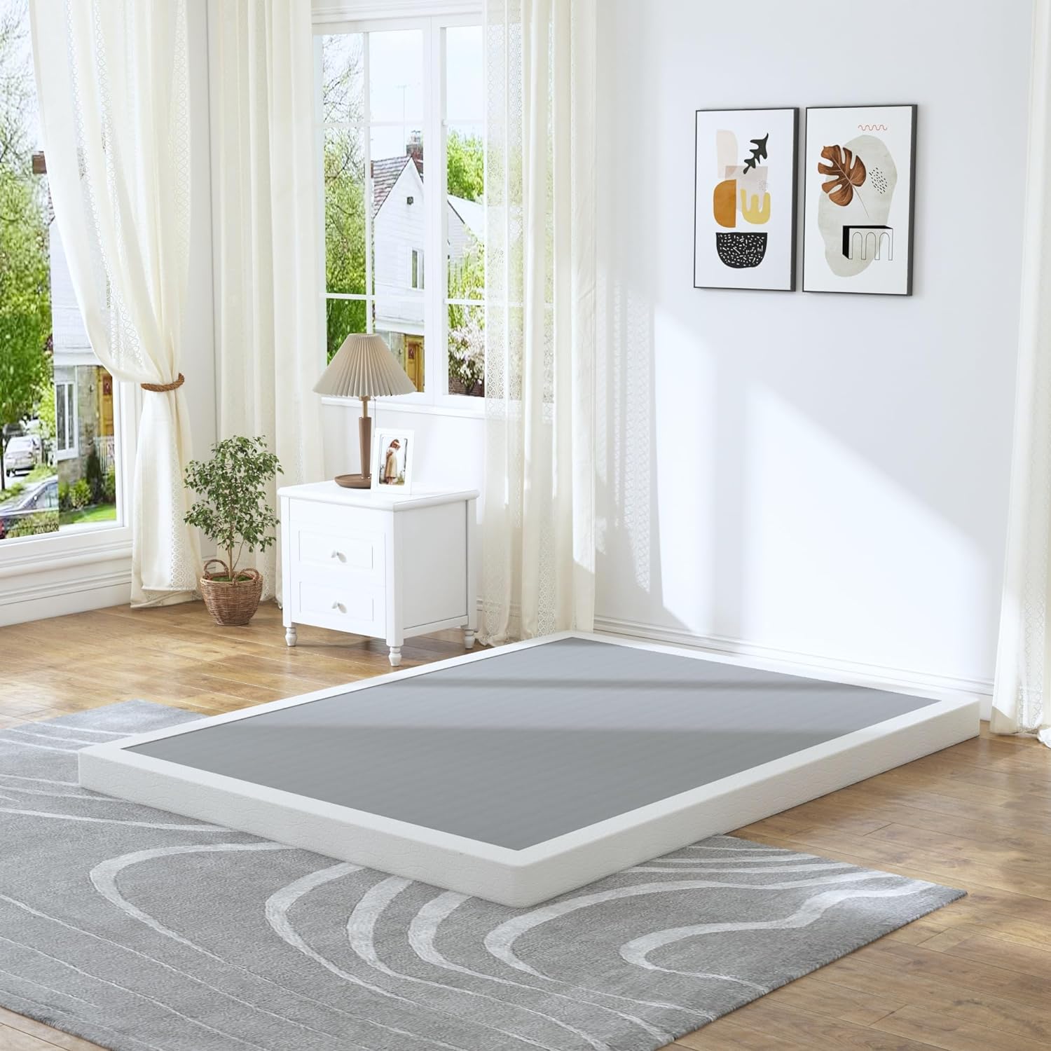 YILAN King Box Spring - 4 Inch High Profile Box Spring for King Bed, Sturdy Metal Frame Mattress Foundation, Easy Assembly, Quiet & Noise-Free