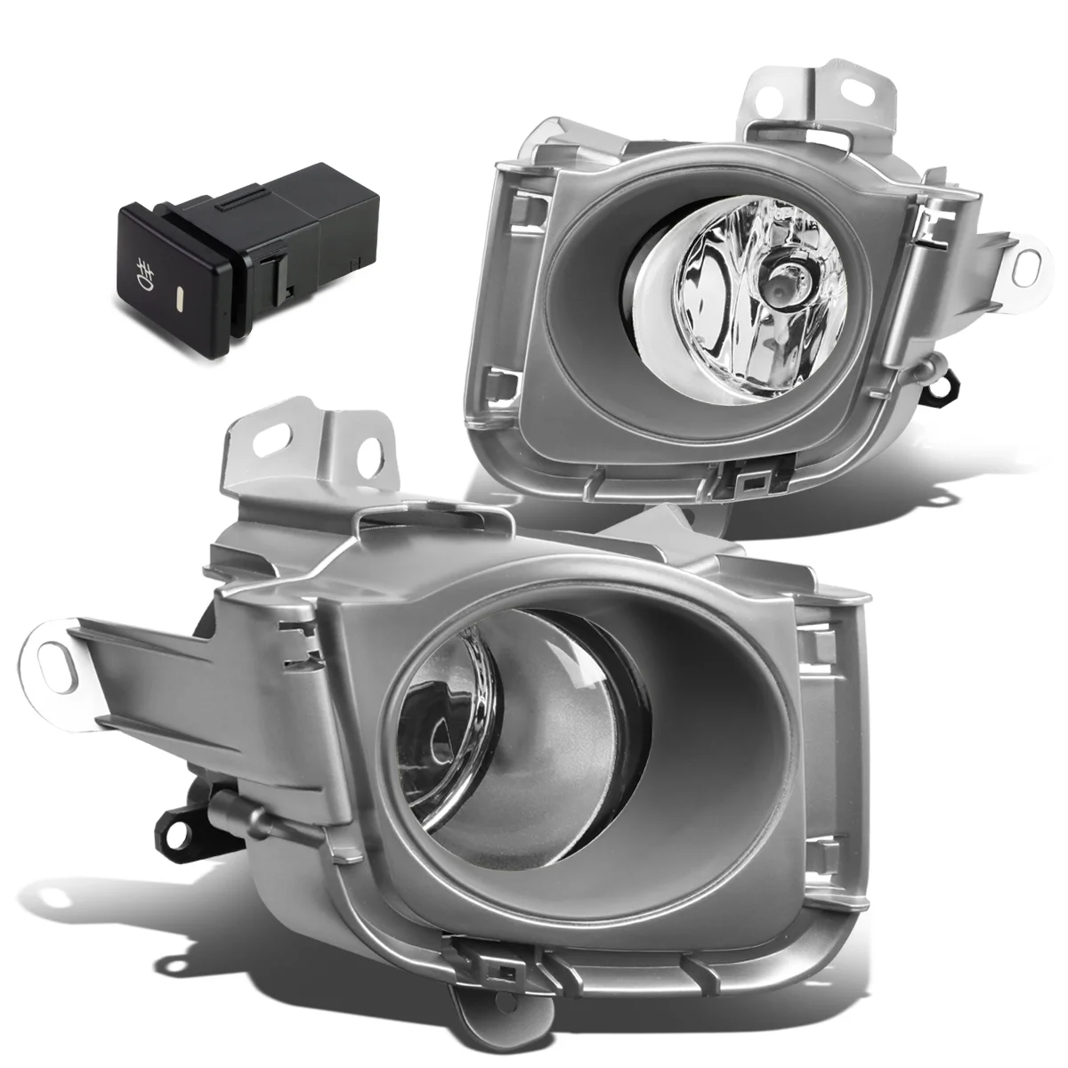 DNA Motoring FL-ZTL-243-CH For 2010 to 2012 Toyota Prius XW30 Pair Bumper Driving Fog Light Lamp+Bezel+Switch Clear Lens 11