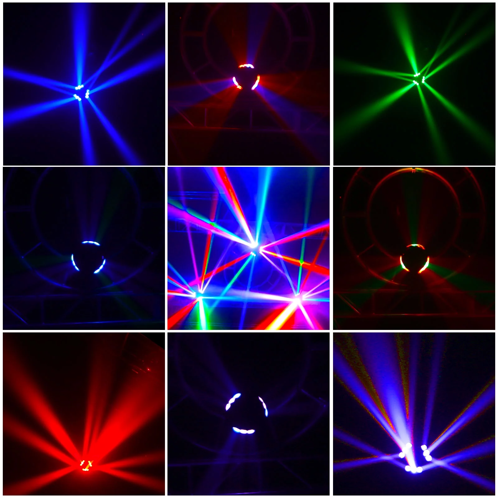Mini 9 Head Bird Moving Head Beam Light 9*3W RGB LED Stage Lights DMX512 Sound Active Disco Party Pub Wedding Christmas Stage Lighting