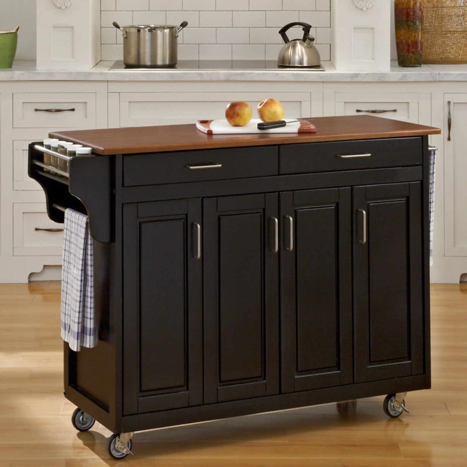 Homestyles Create-a-Cart Wood Rolling Kitchen Cart in Brown