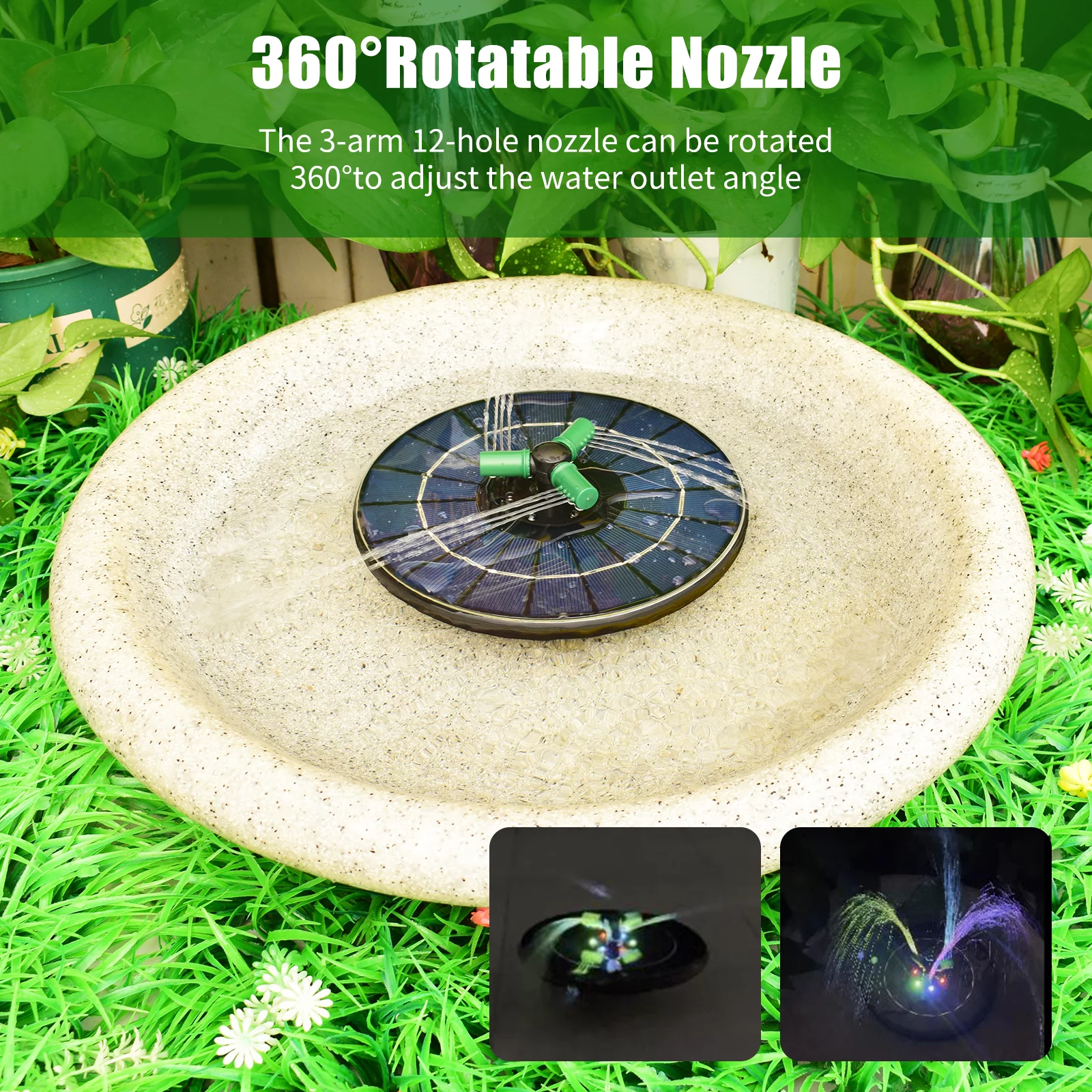 fountain,Battery Auto-shut Off With Rotatable Nozzle With Battery Auto-shut Off 9 Inch Pump With Inch Bath Pond Auto-shut Off 9 Solar Water Pump 6w Nozzle Led Solar Brewel Rookin Yaliya