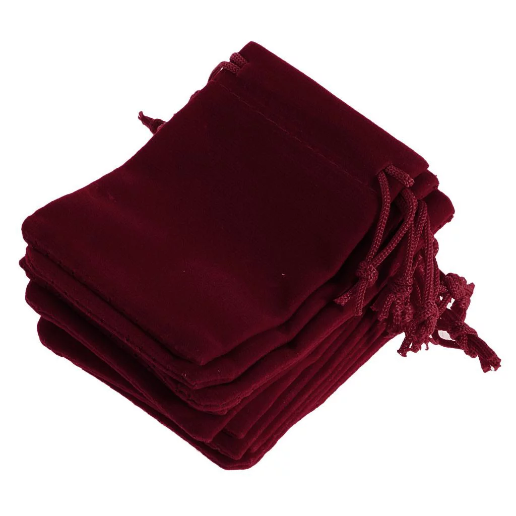 HOMYL 6x10 pieces Velvet Bags Wedding Party Gift Drawstring Jewelry Pouches Red