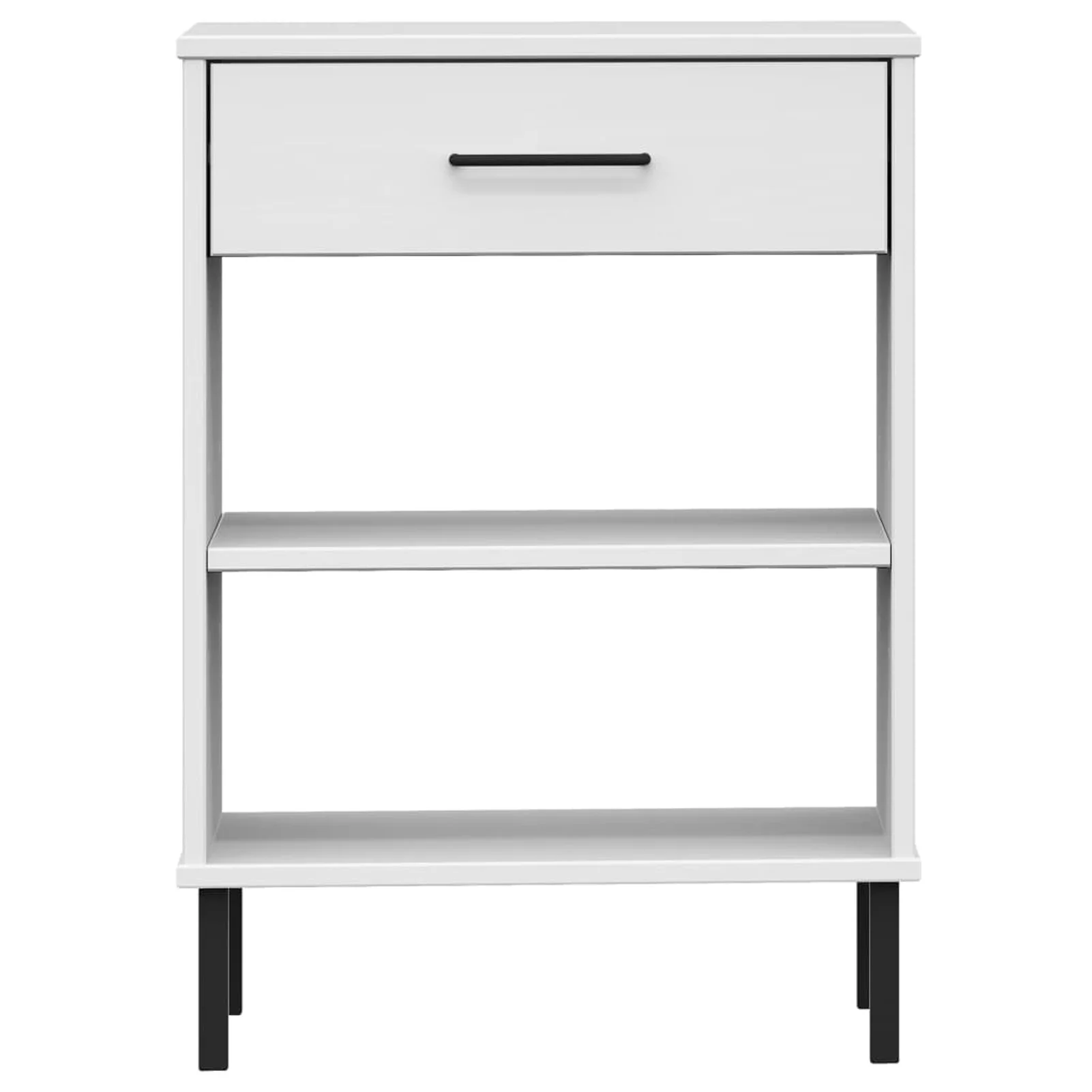 Andoer Console Cabinet with Metal Legs White Solid Wood Pine OSLO