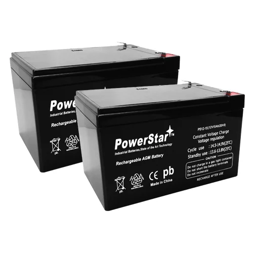 PowerStar® 15AH BATTERY For UB12120 12V 12AH SLA 12 VOLT - F2 TERMINAL / 2