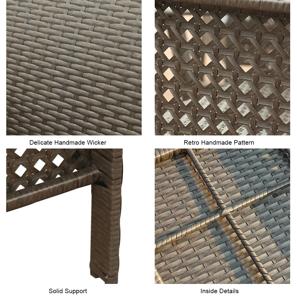 Eclife Metal Patio Furniture Sets Outdoor Furniture, 4 Pieces Patio Conversation Sets with Love-seat, All-Weather Wicker Rattan Sofa Set Coffee Table with Removable Cushion in Blue